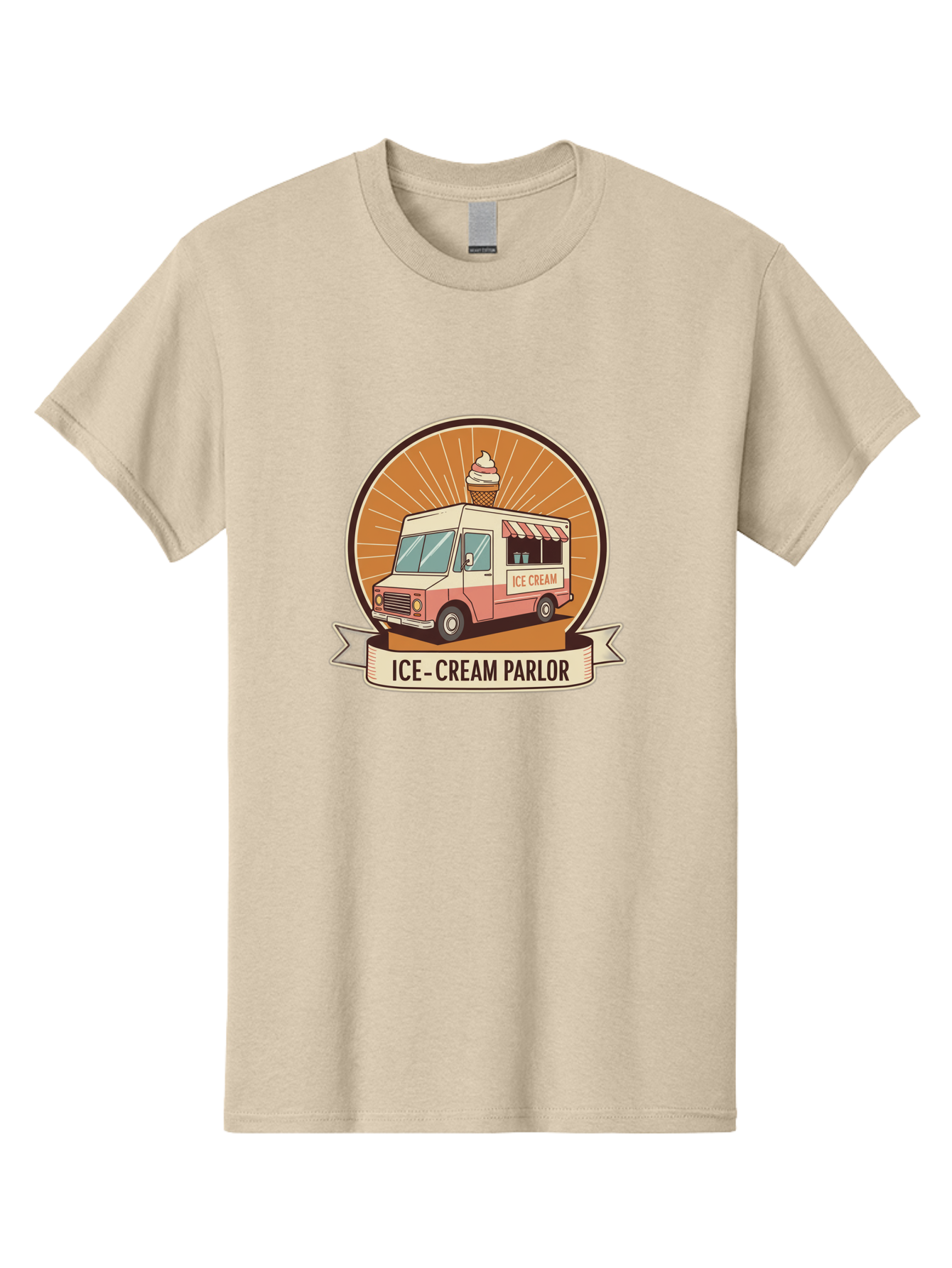 Ice-Cream-Parlor Men'S Graphic Tee, 100% Cotton, Comfortable Casual Summer Wear, Machine Washable, Ice Cream Truck, Ice Cream Parlor, Vintage Truck, Sweet Treats, Retro Style, Ice Cream Cone, Dessert Delight, Summertime Fun, Nostalgic Charm Baa878
