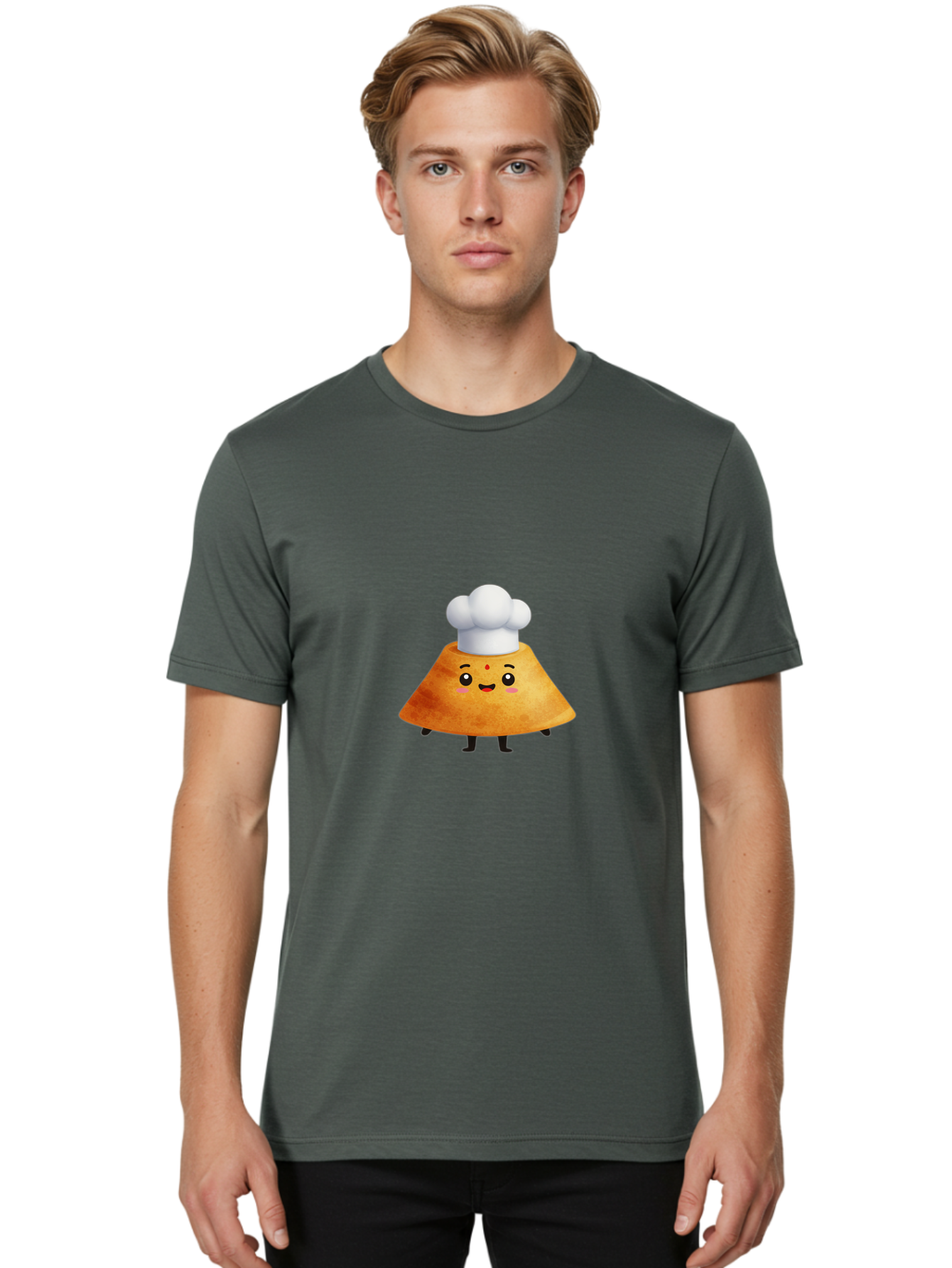 Idli-Character Men'S Graphic Tee, 100% Cotton, Comfortable Casual Summer Wear, Machine Washable, Cartoonish Representation, Sambar Vada Masala, South Indian Cuisine, Cute Character, Chef Hat, Traditional Dish, Vada, South Indian Food Baa880
