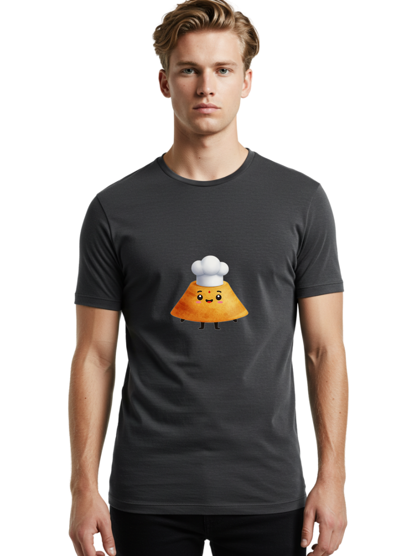 Idli-Character Men'S Graphic Tee, 100% Cotton, Comfortable Casual Summer Wear, Machine Washable, Cartoonish Representation, Sambar Vada Masala, South Indian Cuisine, Cute Character, Chef Hat, Traditional Dish, Vada, South Indian Food Baa880