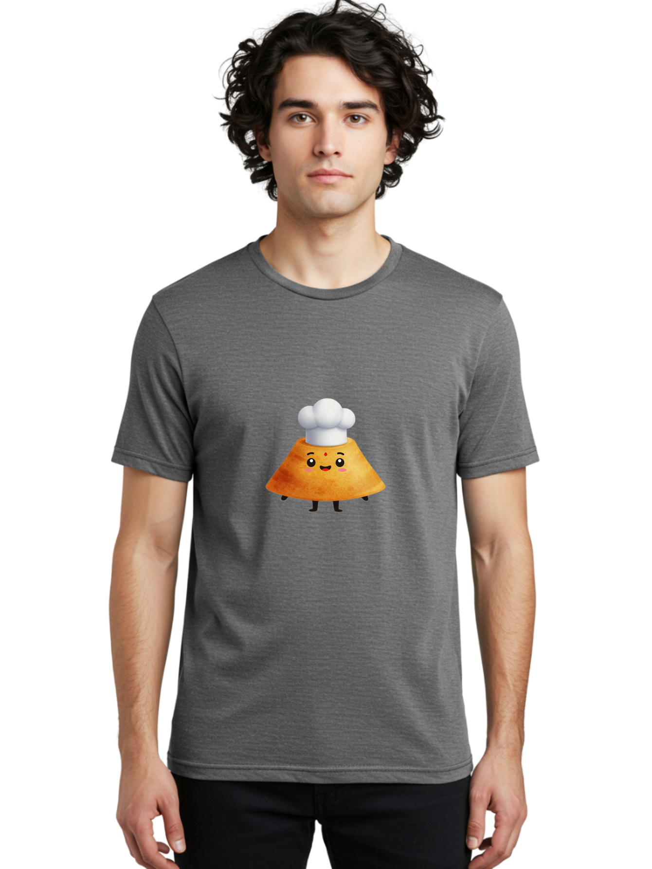 Idli-Character Men'S Graphic Tee, 100% Cotton, Comfortable Casual Summer Wear, Machine Washable, Cartoonish Representation, Sambar Vada Masala, South Indian Cuisine, Cute Character, Chef Hat, Traditional Dish, Vada, South Indian Food Baa880
