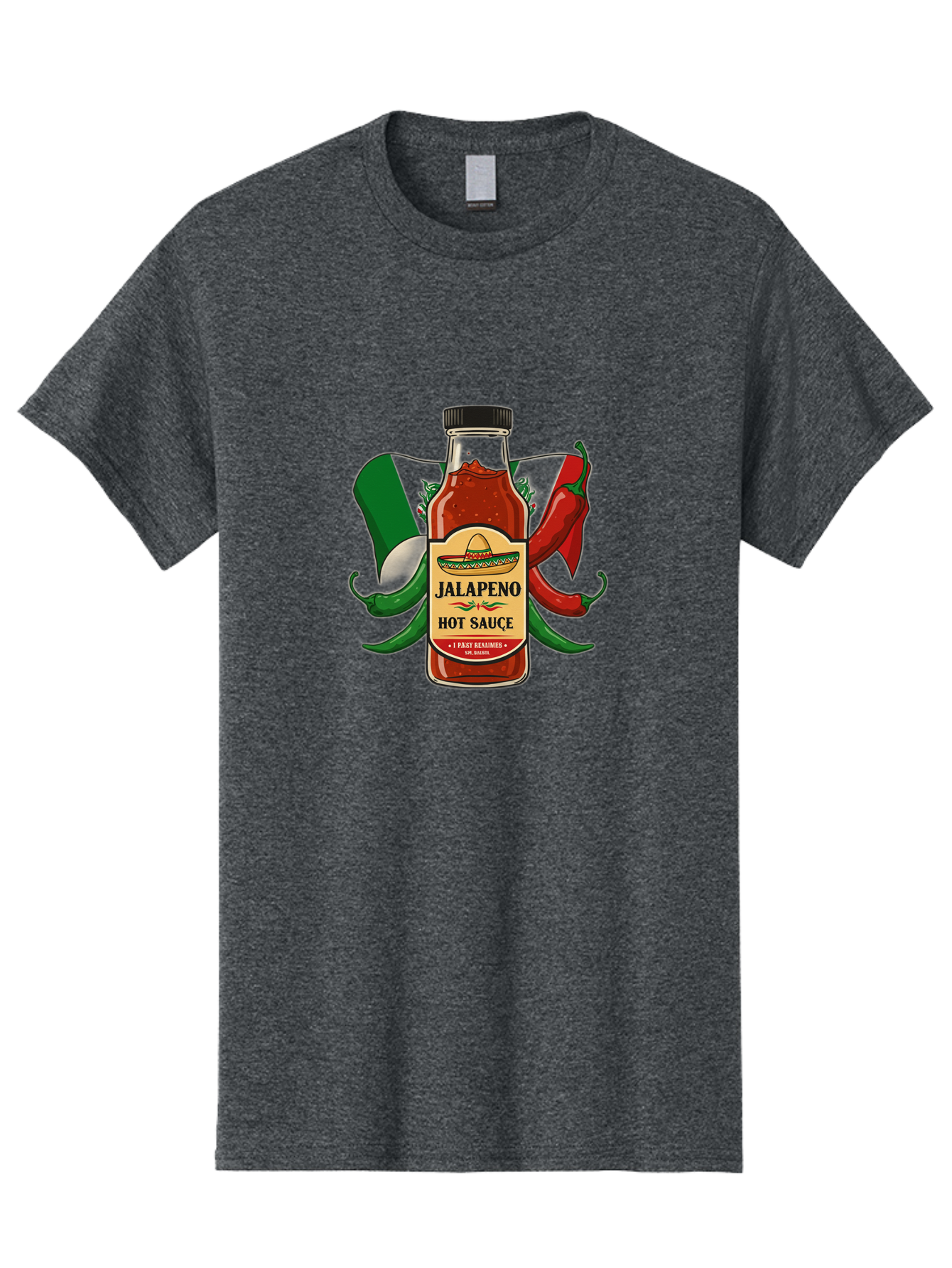 Jalapeno-Hot-Sauce Men'S Graphic Tee, 100% Cotton, Comfortable Casual Summer Wear, Machine Washable, Jalapeno Hot Sauce, Spicy Condiment, Mexican Cuisine, Hot Peppers, Chili Peppers, Jalapeno Peppers, Salsa, Hot Sauce Bottle, Condiment Bottle Baa882