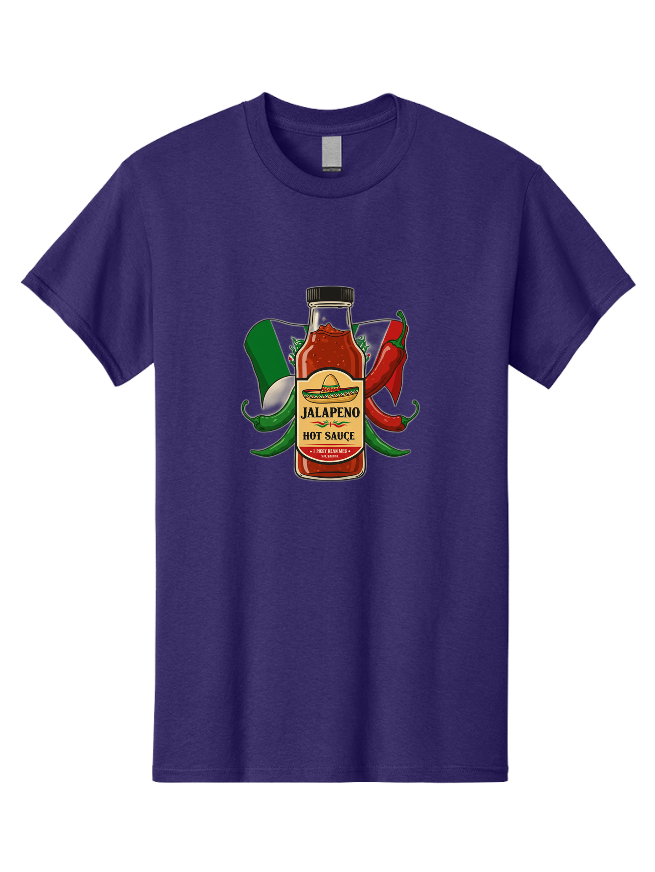 Jalapeno-Hot-Sauce Men'S Graphic Tee, 100% Cotton, Comfortable Casual Summer Wear, Machine Washable, Jalapeno Hot Sauce, Spicy Condiment, Mexican Cuisine, Hot Peppers, Chili Peppers, Jalapeno Peppers, Salsa, Hot Sauce Bottle, Condiment Bottle Baa882