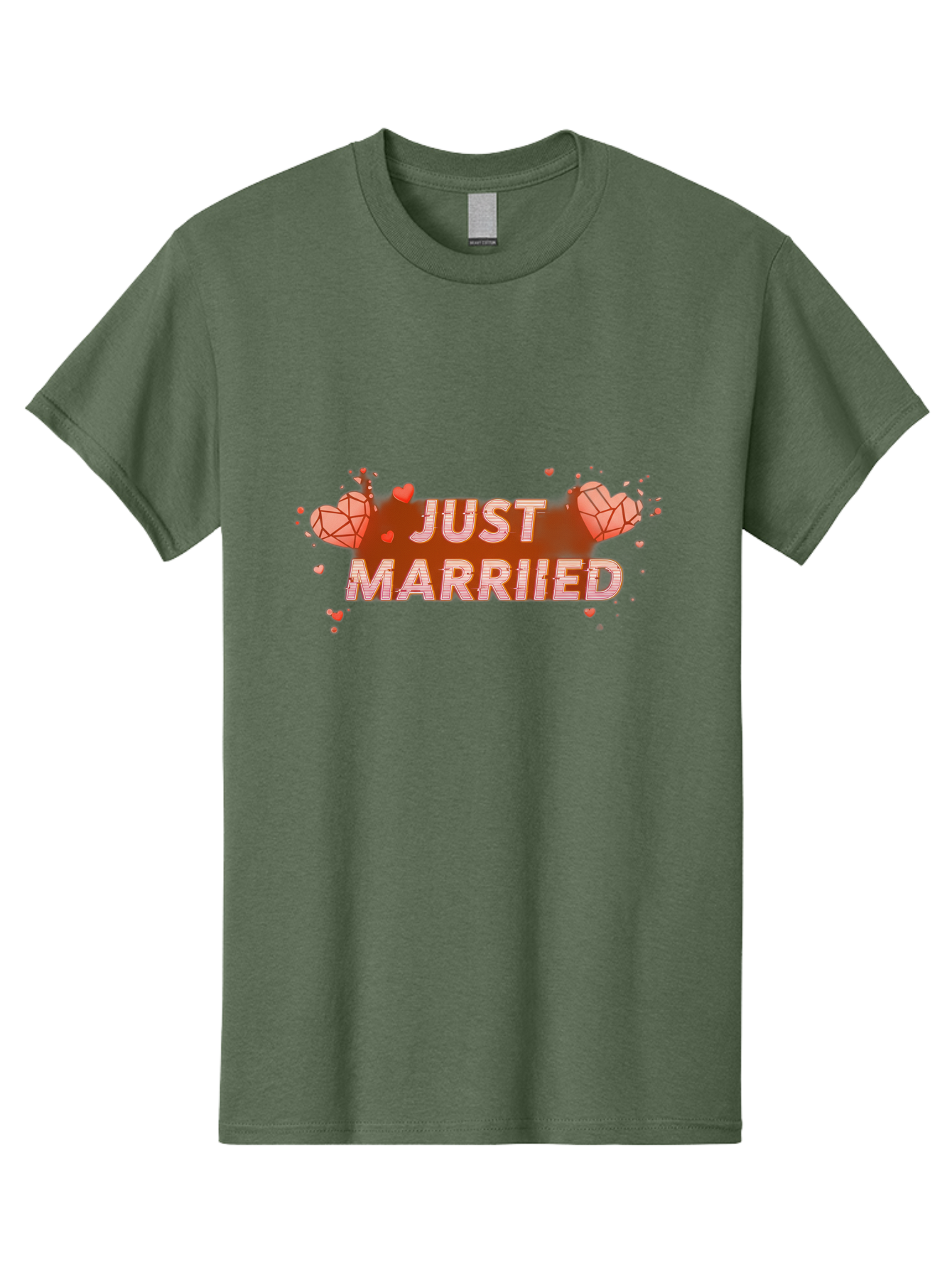 Just-Married-5 Men'S Graphic Tee, 100% Cotton, Comfortable Casual Summer Wear, Machine Washable, Just Married Text, White And Red Hearts, Newlywed Couple, Love Celebration, Wedding Bliss, Heart Decorations, Red Splatter, Love Symbols, Baa889