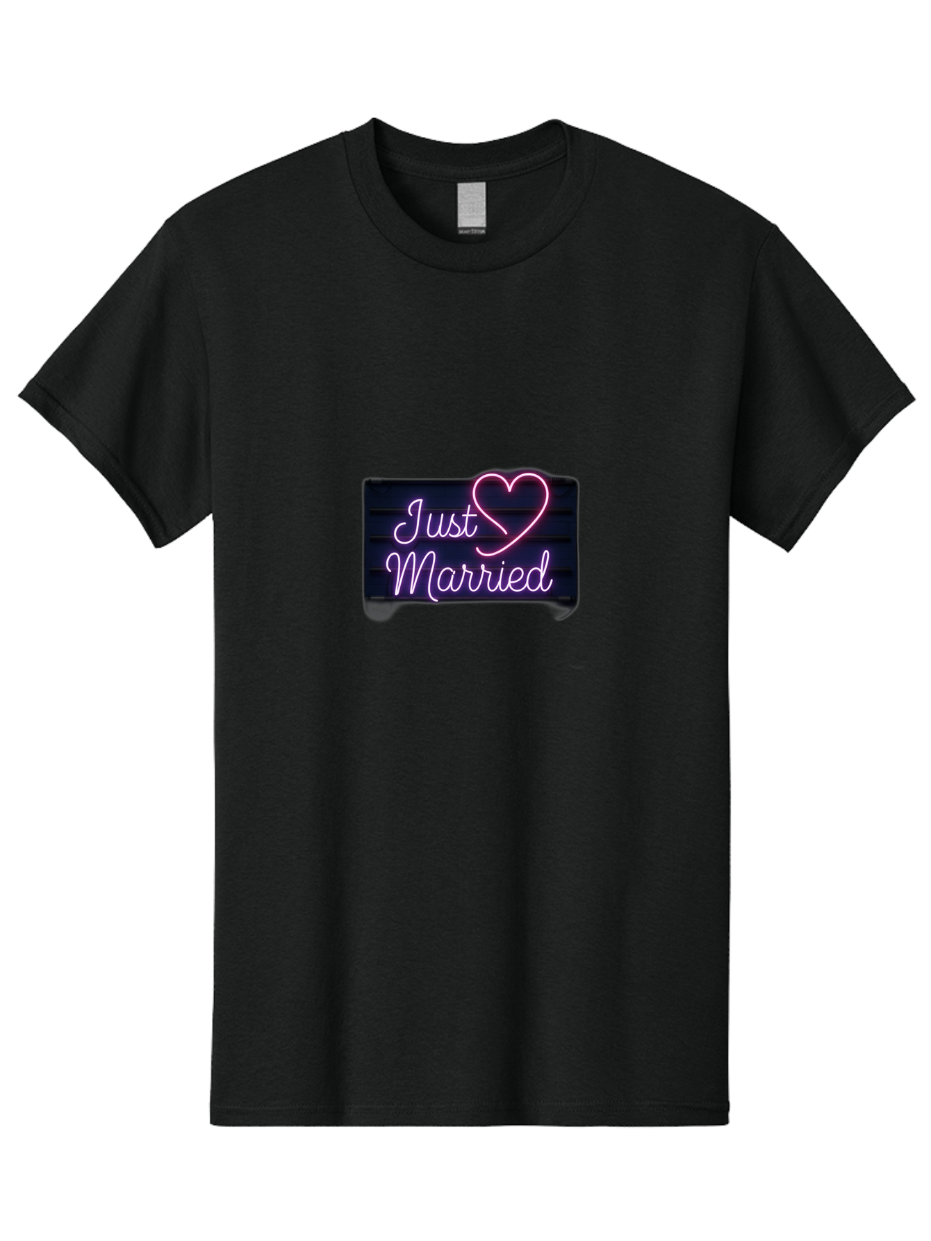 Just-Married-8 Men'S Graphic Tee, 100% Cotton, Comfortable Casual Summer Wear, Machine Washable, Neon Sign, Just Married, Wedding Decor, Love Heart, Pink Neon, Marriage Celebration, Wedding Signage, Romantic Decor, Party Decoration, Baa892