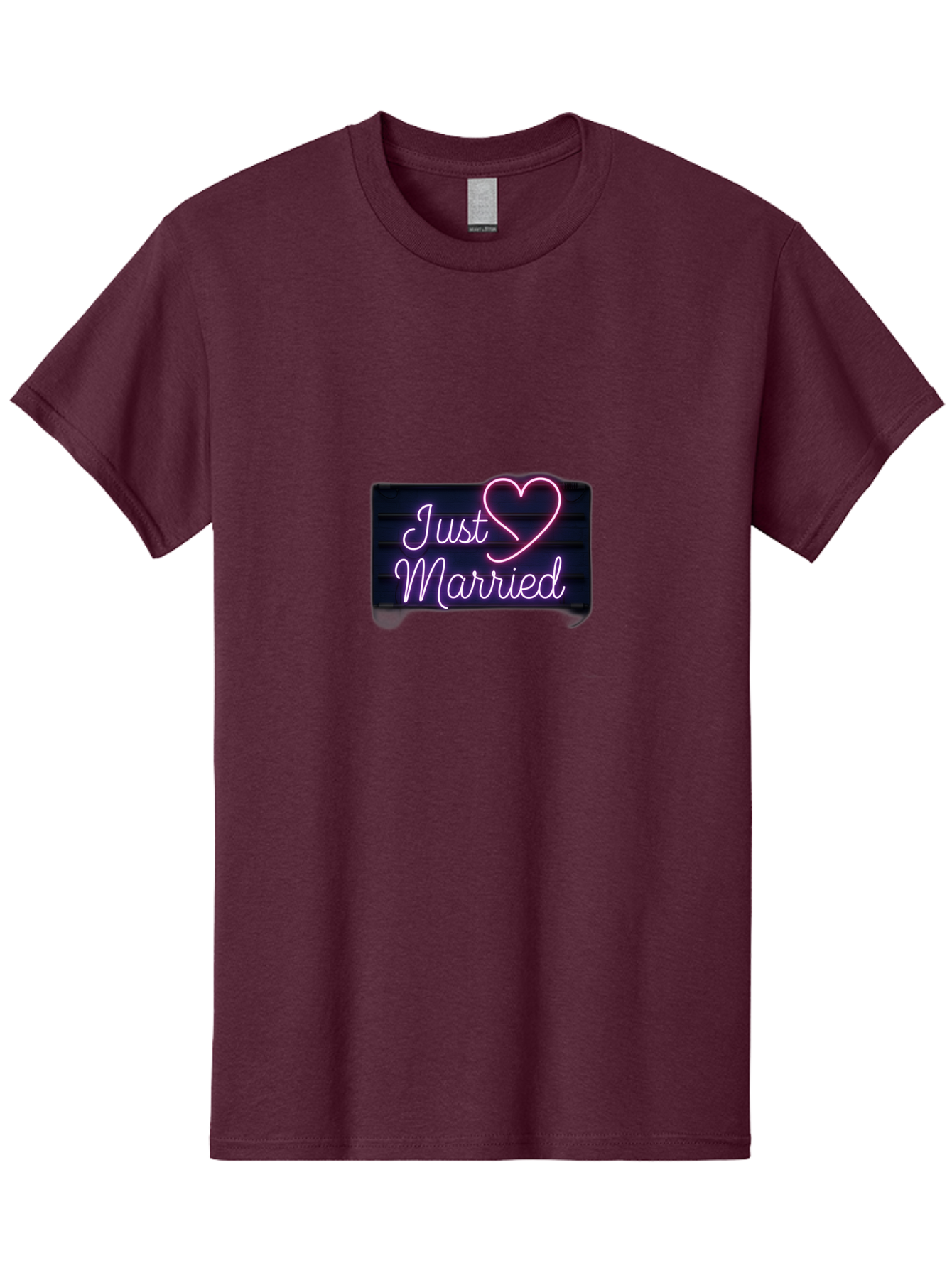 Just-Married-8 Men'S Graphic Tee, 100% Cotton, Comfortable Casual Summer Wear, Machine Washable, Neon Sign, Just Married, Wedding Decor, Love Heart, Pink Neon, Marriage Celebration, Wedding Signage, Romantic Decor, Party Decoration, Baa892