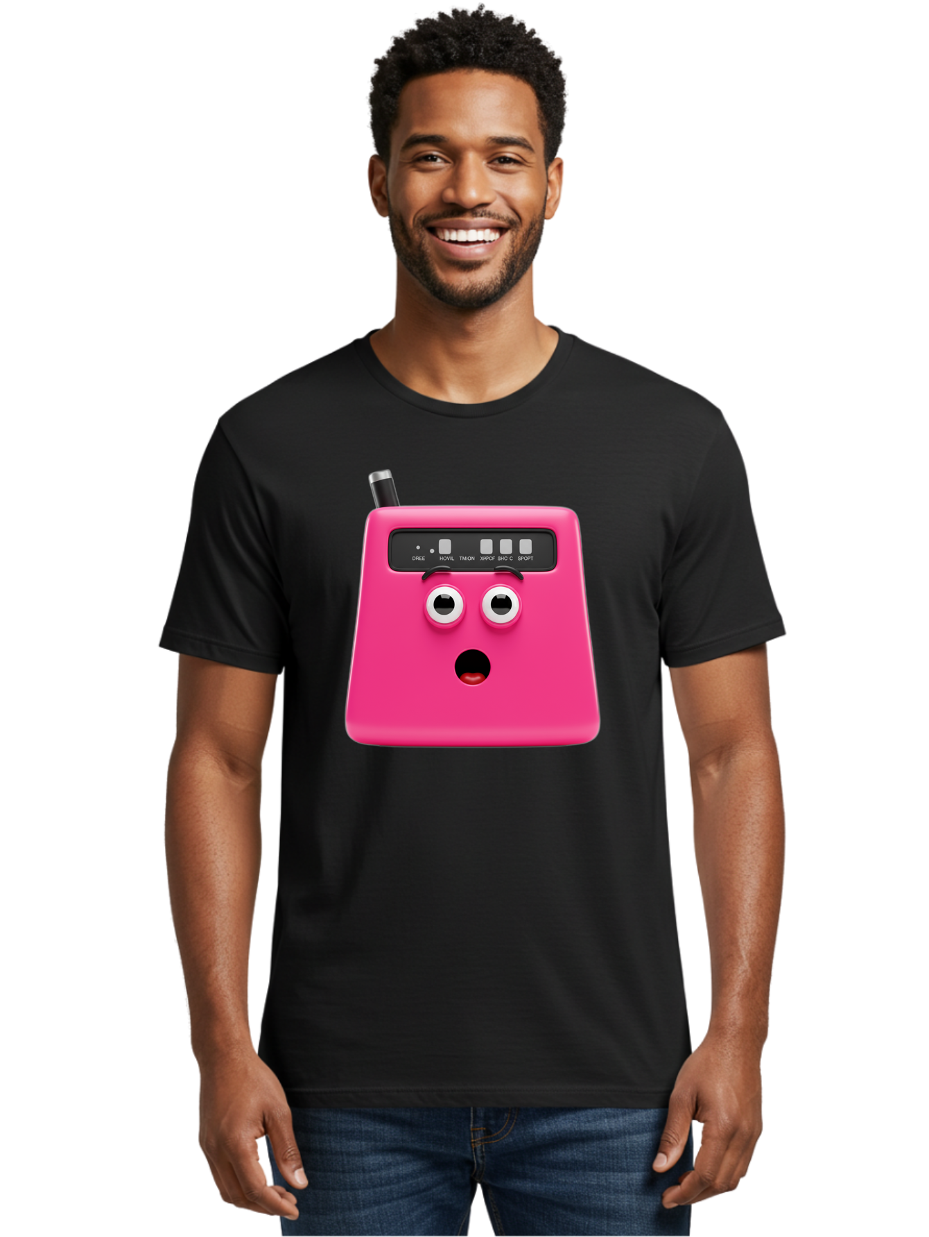 Kandou-Robot Men'S Graphic Tee, 100% Cotton, Comfortable Casual Summer Wear, Machine Washable, Pink Robot, Cute Face, Control Panel, Futuristic, Robotic Eyes, Tech Gadget, Innovative Design, Robotics, Electronic Device, Modern Technology Baa896