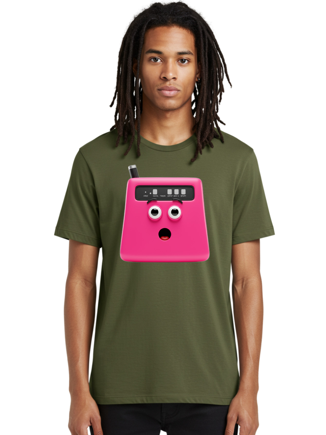 Kandou-Robot Men'S Graphic Tee, 100% Cotton, Comfortable Casual Summer Wear, Machine Washable, Pink Robot, Cute Face, Control Panel, Futuristic, Robotic Eyes, Tech Gadget, Innovative Design, Robotics, Electronic Device, Modern Technology Baa896