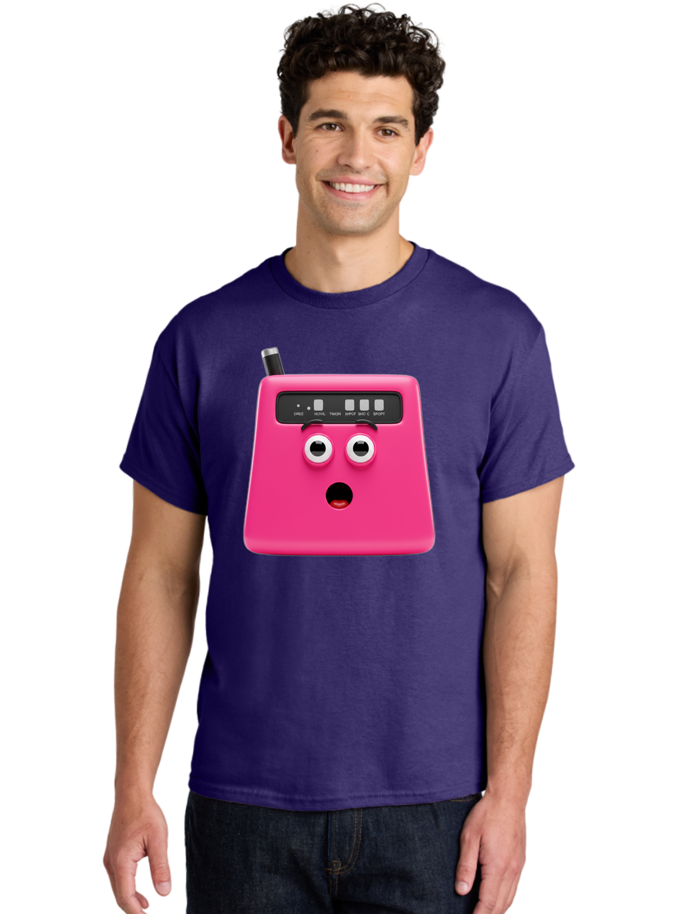Kandou-Robot Men'S Graphic Tee, 100% Cotton, Comfortable Casual Summer Wear, Machine Washable, Pink Robot, Cute Face, Control Panel, Futuristic, Robotic Eyes, Tech Gadget, Innovative Design, Robotics, Electronic Device, Modern Technology Baa896