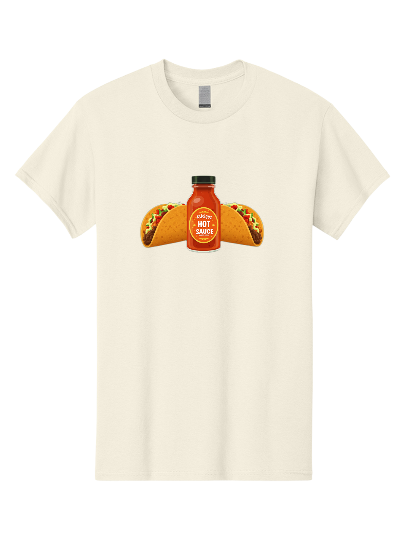 Kligius-Hot-Sauce Men'S Graphic Tee, 100% Cotton, Comfortable Casual Summer Wear, Machine Washable, Hot Sauce Bottle, Kliqius Brand, Tacos With Sauce, Spicy Food, Mexican Cuisine, Condiment, Flavorful Dishes, Foodie Favorites, Savory Delights Baa902