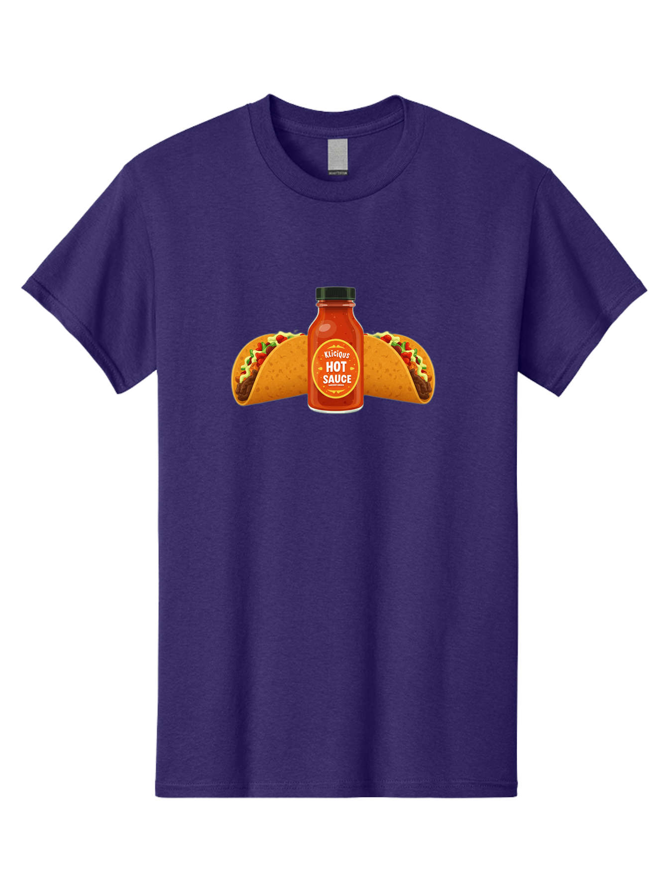 Kligius-Hot-Sauce Men'S Graphic Tee, 100% Cotton, Comfortable Casual Summer Wear, Machine Washable, Hot Sauce Bottle, Kliqius Brand, Tacos With Sauce, Spicy Food, Mexican Cuisine, Condiment, Flavorful Dishes, Foodie Favorites, Savory Delights Baa902