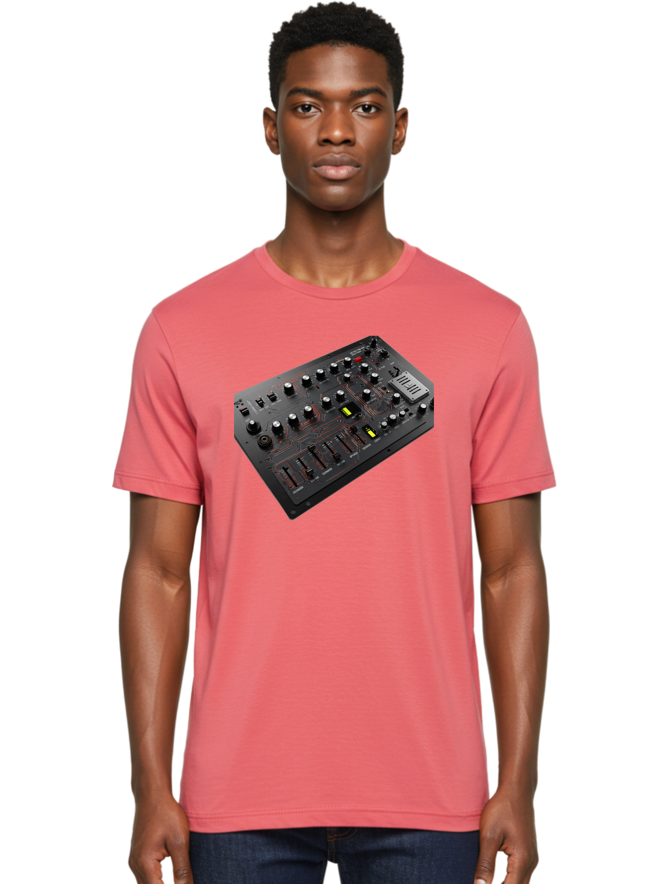 Korg-Minilogue-1 Men'S Graphic Tee, 100% Cotton, Comfortable Casual Summer Wear, Machine Washable, Korg Minilogue Synthesizer, Sound Design, Music Production, Analog Synthesizer, Audio Equipment, Electronic Music Gear, Knobs, Sliders, Buttons, Baa904