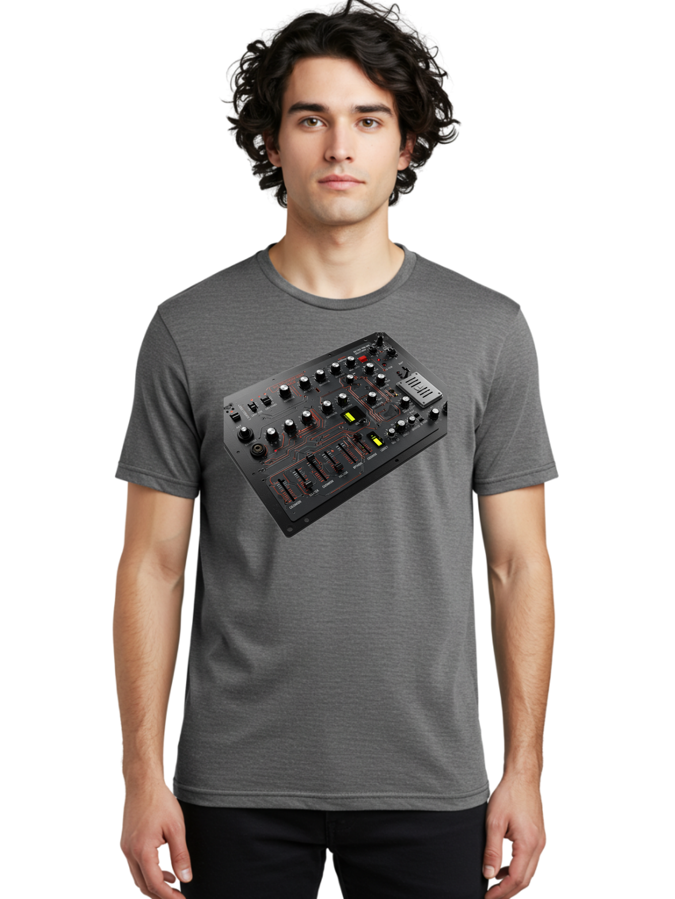 Korg-Minilogue-1 Men'S Graphic Tee, 100% Cotton, Comfortable Casual Summer Wear, Machine Washable, Korg Minilogue Synthesizer, Sound Design, Music Production, Analog Synthesizer, Audio Equipment, Electronic Music Gear, Knobs, Sliders, Buttons, Baa904
