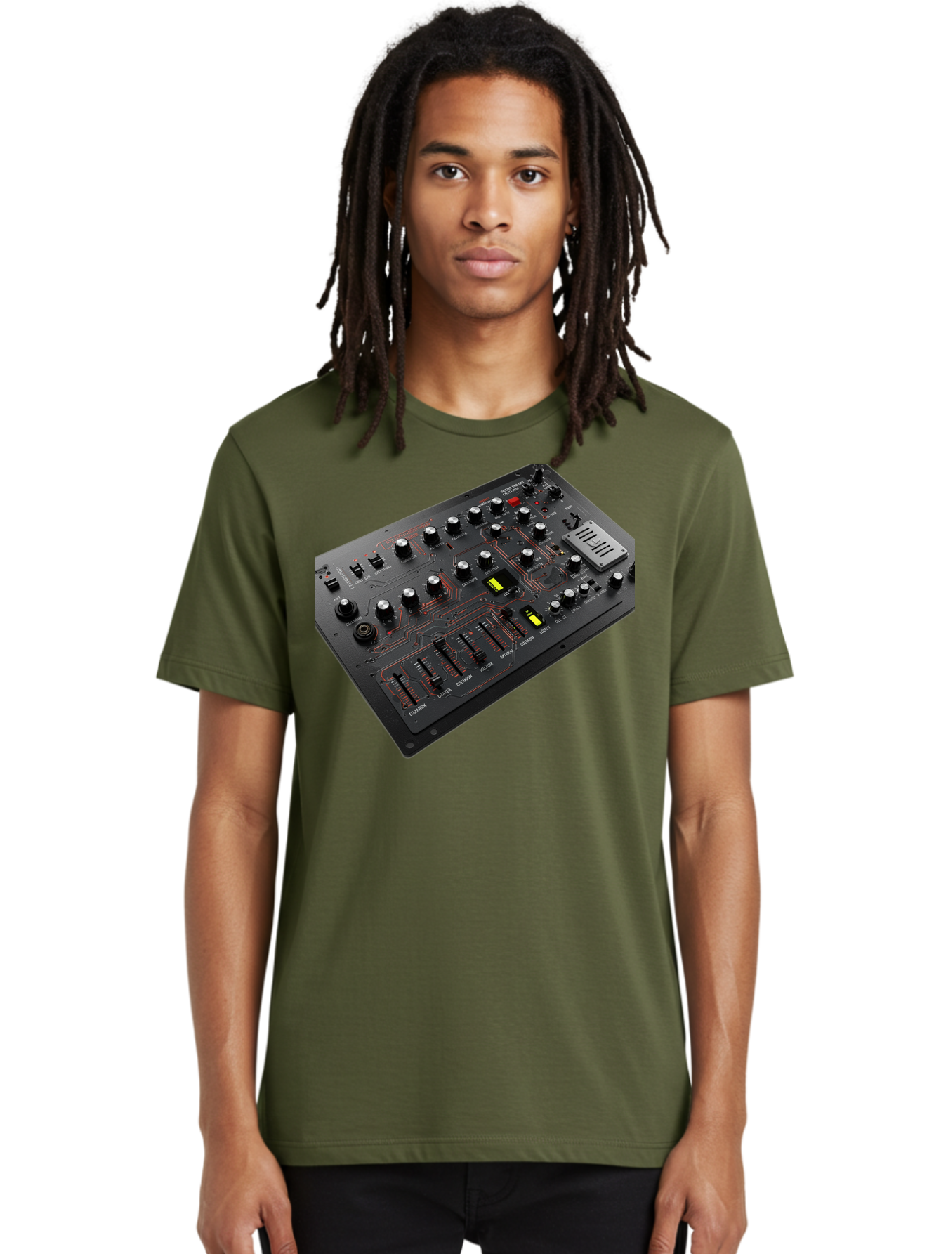 Korg-Minilogue-1 Men'S Graphic Tee, 100% Cotton, Comfortable Casual Summer Wear, Machine Washable, Korg Minilogue Synthesizer, Sound Design, Music Production, Analog Synthesizer, Audio Equipment, Electronic Music Gear, Knobs, Sliders, Buttons, Baa904