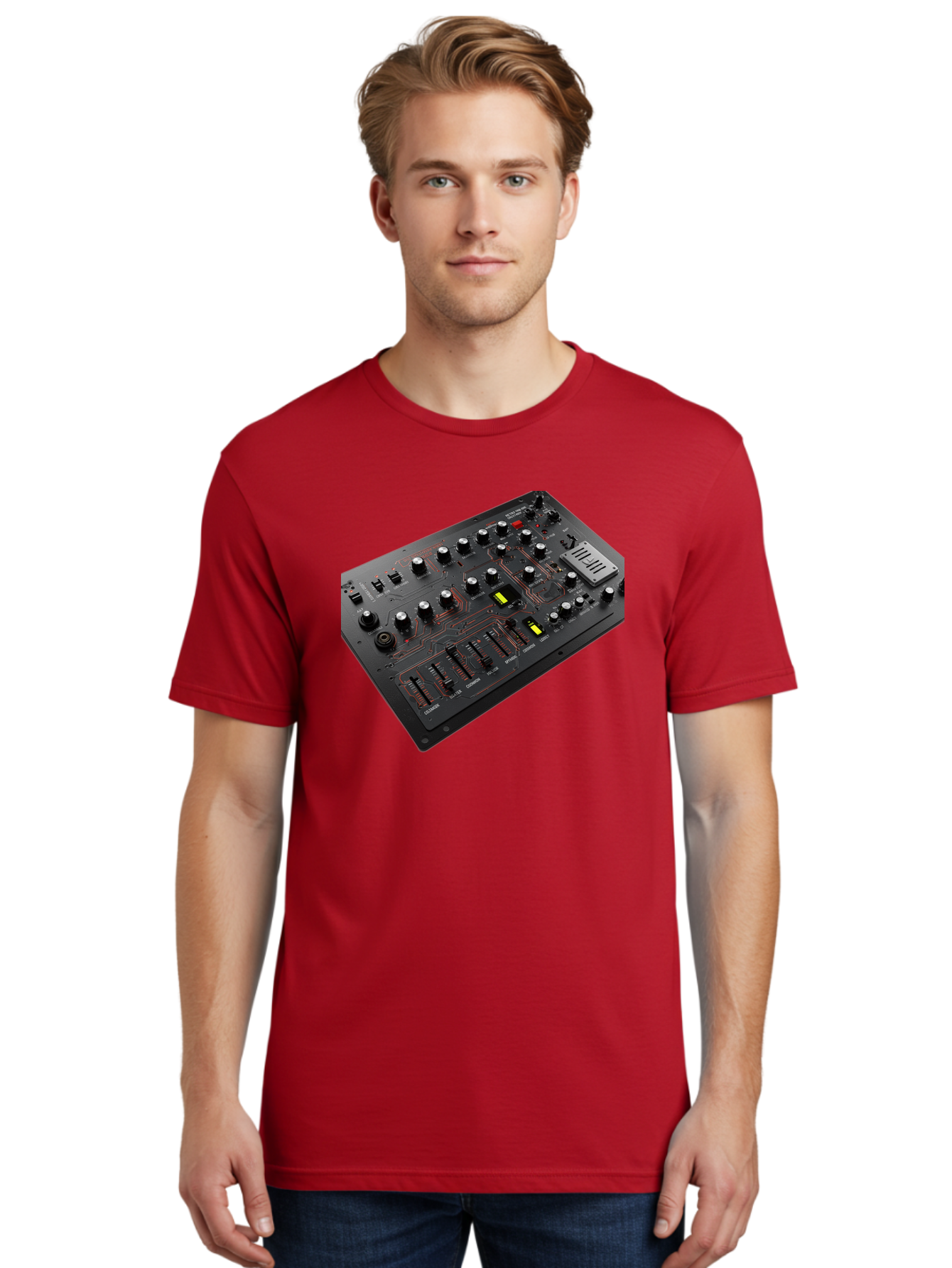 Korg-Minilogue-1 Men'S Graphic Tee, 100% Cotton, Comfortable Casual Summer Wear, Machine Washable, Korg Minilogue Synthesizer, Sound Design, Music Production, Analog Synthesizer, Audio Equipment, Electronic Music Gear, Knobs, Sliders, Buttons, Baa904