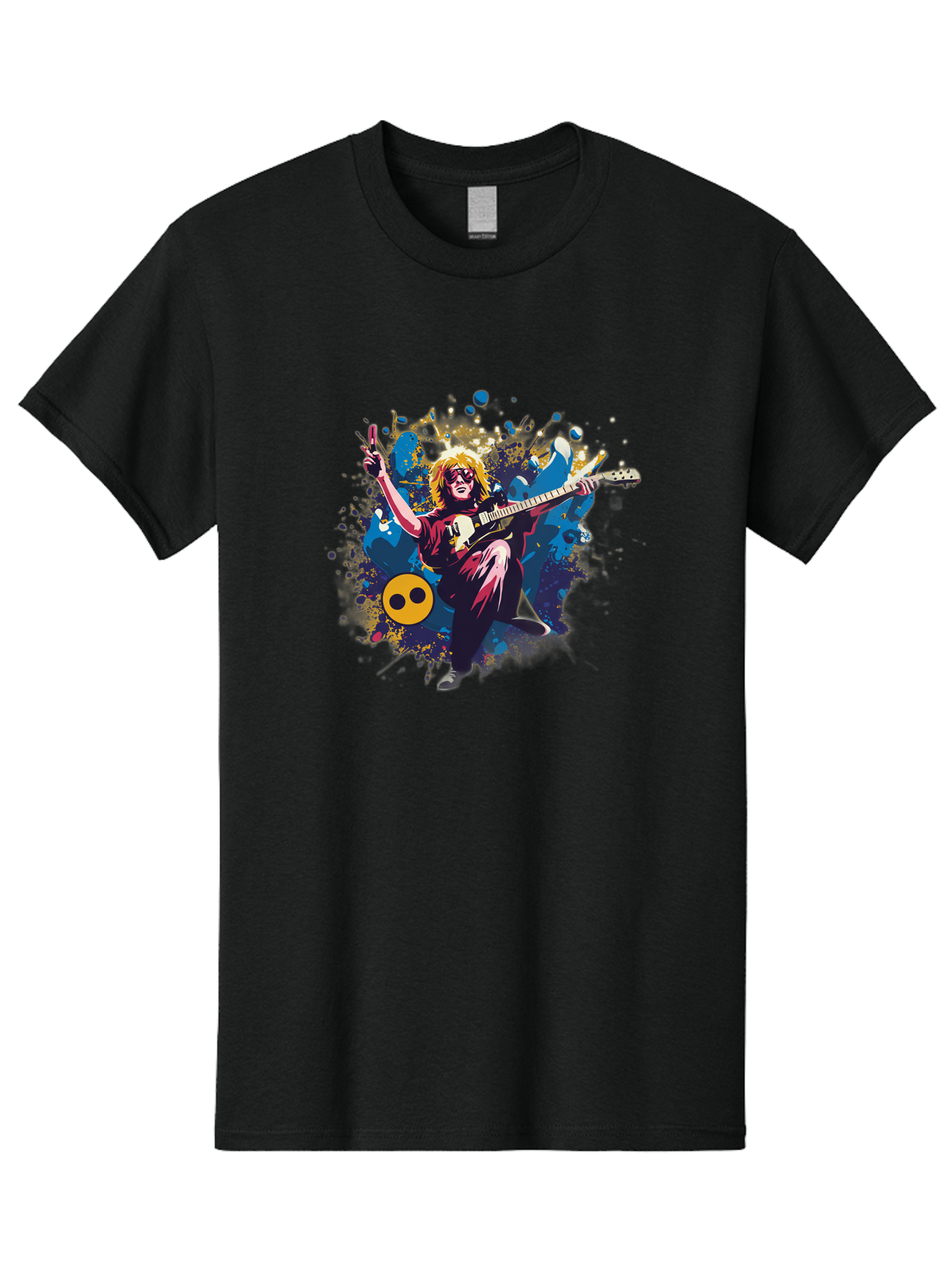 Kurt-Cobain Men'S Graphic Tee, 100% Cotton, Comfortable Casual Summer Wear, Machine Washable, Kurt Cobain Playing Guitar, Rockstar Pose, Kurt Cobain Tribute, Grunge Music, Iconic Musician, Rock On Gesture, Guitar Hero, Music Legend, Baa908