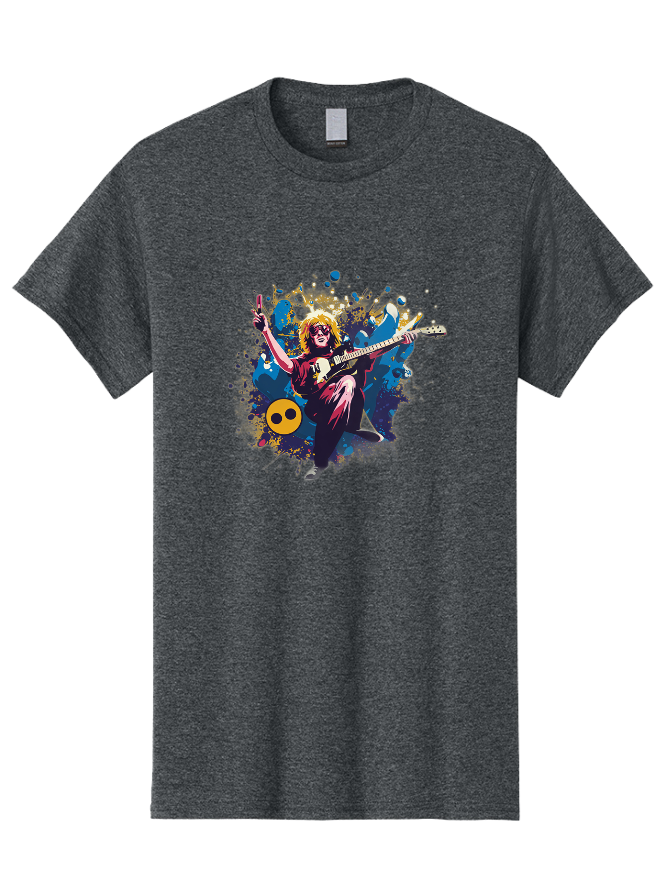 Kurt-Cobain Men'S Graphic Tee, 100% Cotton, Comfortable Casual Summer Wear, Machine Washable, Kurt Cobain Playing Guitar, Rockstar Pose, Kurt Cobain Tribute, Grunge Music, Iconic Musician, Rock On Gesture, Guitar Hero, Music Legend, Baa908