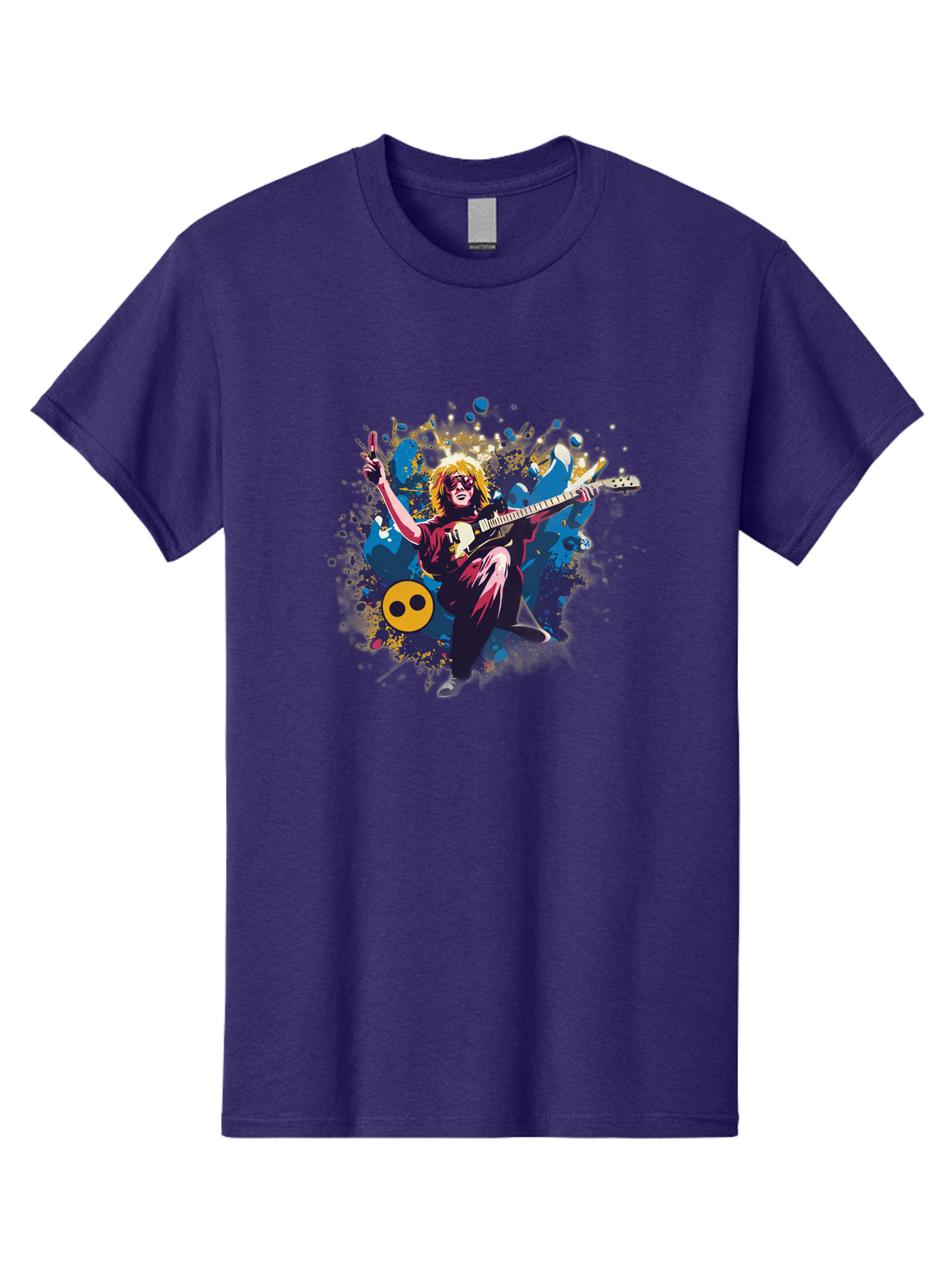 Kurt-Cobain Men'S Graphic Tee, 100% Cotton, Comfortable Casual Summer Wear, Machine Washable, Kurt Cobain Playing Guitar, Rockstar Pose, Kurt Cobain Tribute, Grunge Music, Iconic Musician, Rock On Gesture, Guitar Hero, Music Legend, Baa908