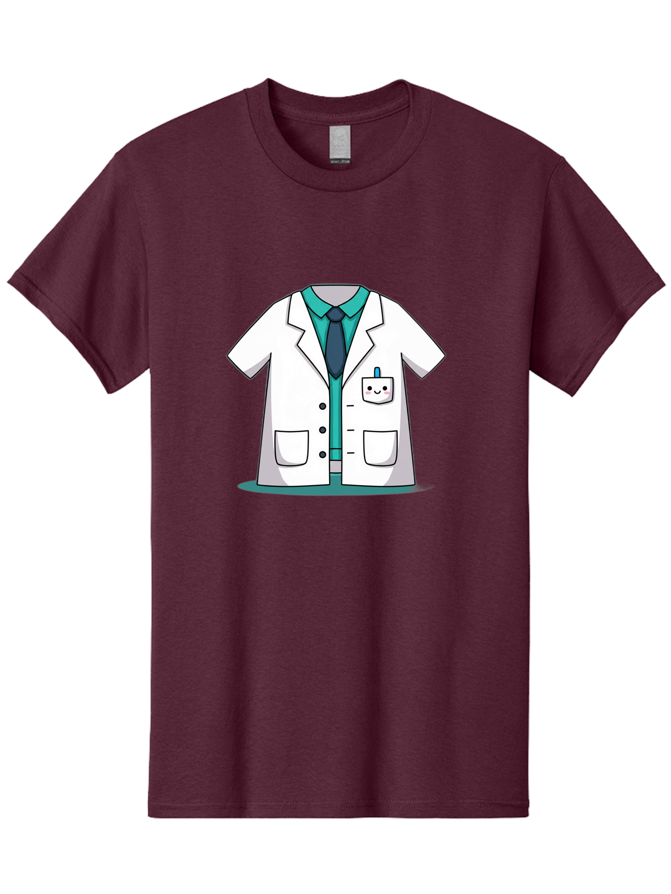 Lab-Coat Men'S Graphic Tee, 100% Cotton, Comfortable Casual Summer Wear, Machine Washable, Lab Coat, Cartoon Style, White Lab Coat, Shirt And Tie Underneath, Pocket Protector, Smiling Face, Medical Professional, Science Illustration, Baa909