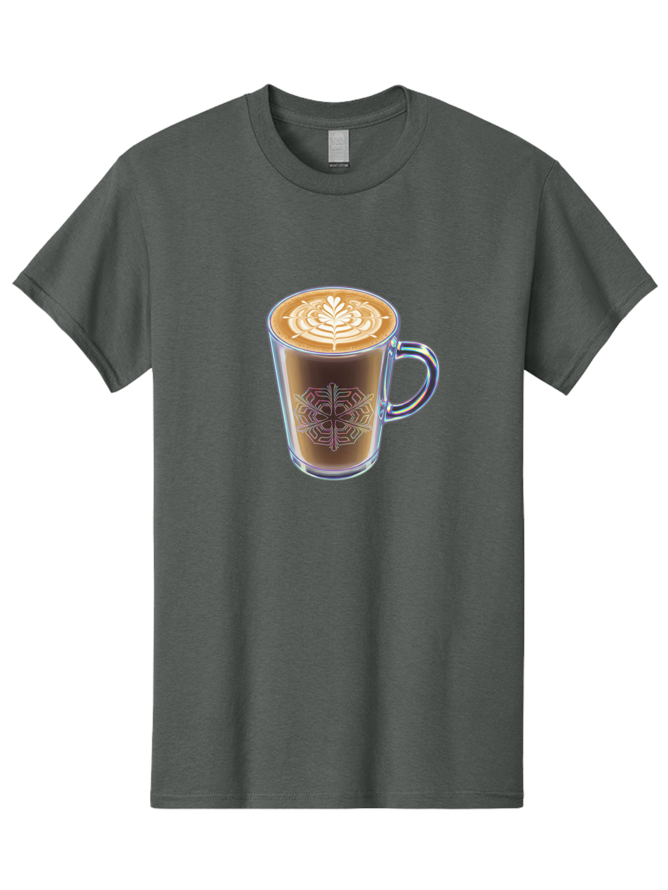 Latte-Art-Coffee Men'S Graphic Tee, 100% Cotton, Comfortable Casual Summer Wear, Machine Washable, Latte Art, Coffee Design, Coffee Cup, Leaf Pattern, Frothy Coffee, Coffee Drink, Gourmet Coffee, Artistic Coffee Baa913