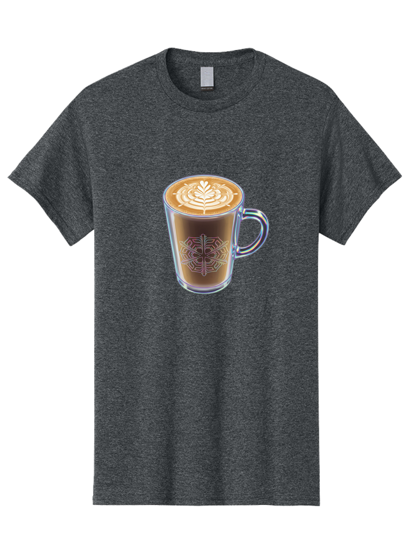 Latte-Art-Coffee Men'S Graphic Tee, 100% Cotton, Comfortable Casual Summer Wear, Machine Washable, Latte Art, Coffee Design, Coffee Cup, Leaf Pattern, Frothy Coffee, Coffee Drink, Gourmet Coffee, Artistic Coffee Baa913