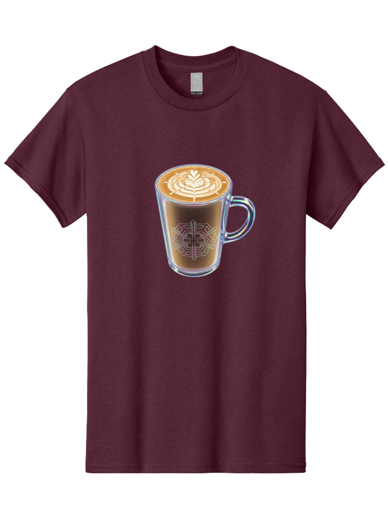 Latte-Art-Coffee Men'S Graphic Tee, 100% Cotton, Comfortable Casual Summer Wear, Machine Washable, Latte Art, Coffee Design, Coffee Cup, Leaf Pattern, Frothy Coffee, Coffee Drink, Gourmet Coffee, Artistic Coffee Baa913