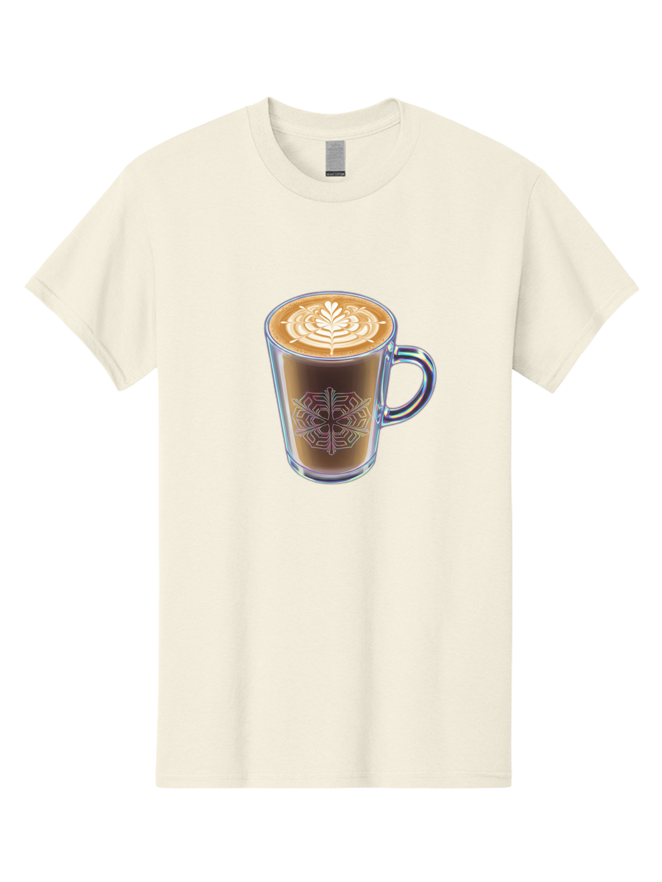 Latte-Art-Coffee Men'S Graphic Tee, 100% Cotton, Comfortable Casual Summer Wear, Machine Washable, Latte Art, Coffee Design, Coffee Cup, Leaf Pattern, Frothy Coffee, Coffee Drink, Gourmet Coffee, Artistic Coffee Baa913