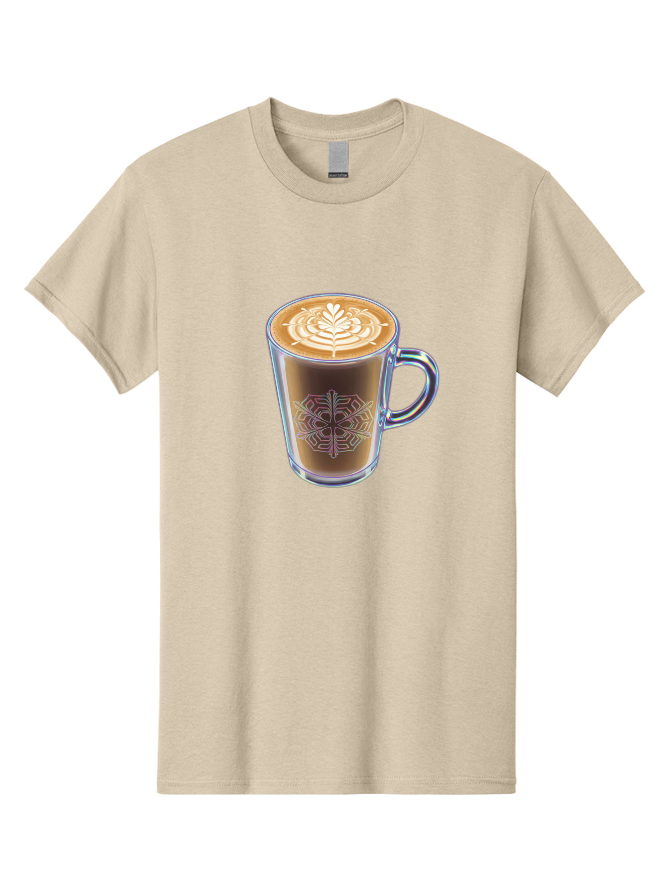 Latte-Art-Coffee Men'S Graphic Tee, 100% Cotton, Comfortable Casual Summer Wear, Machine Washable, Latte Art, Coffee Design, Coffee Cup, Leaf Pattern, Frothy Coffee, Coffee Drink, Gourmet Coffee, Artistic Coffee Baa913