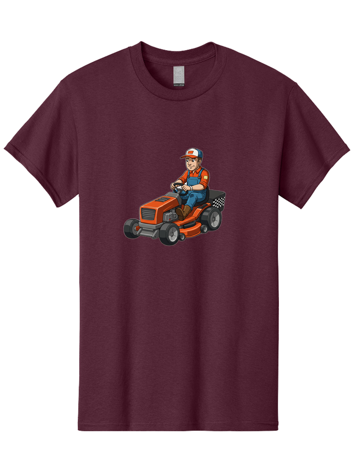 Lawn-Mower-Operator Men'S Graphic Tee, 100% Cotton, Comfortable Casual Summer Wear, Machine Washable, Lawn Mower, Gardening, Landscaping, Outdoor Work, Gardening Tools, Lawn Care, Mower, Orange Lawn Mower, Checkered Bag Baa916
