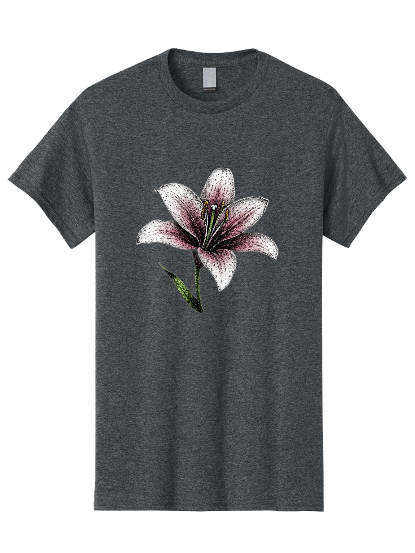 Lily-1 Men'S Graphic Tee, 100% Cotton, Comfortable Casual Summer Wear, Machine Washable, Lily Flower, Elegant Bloom, White And Purple Petals, Botanical Illustration, Delicate Stamens, Floral Beauty, Vintage Art, Flower Drawing Baa921