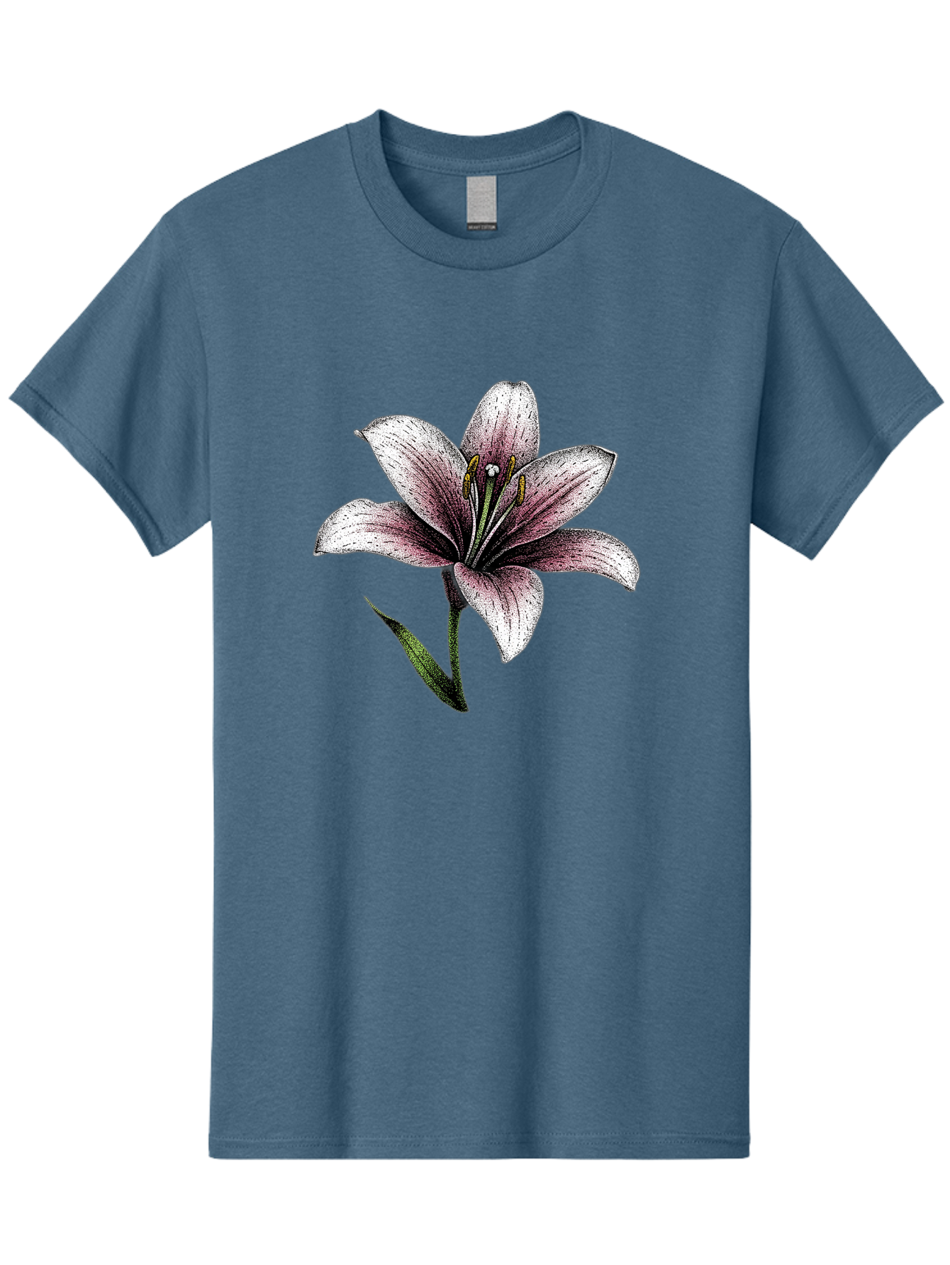 Lily-1 Men'S Graphic Tee, 100% Cotton, Comfortable Casual Summer Wear, Machine Washable, Lily Flower, Elegant Bloom, White And Purple Petals, Botanical Illustration, Delicate Stamens, Floral Beauty, Vintage Art, Flower Drawing Baa921