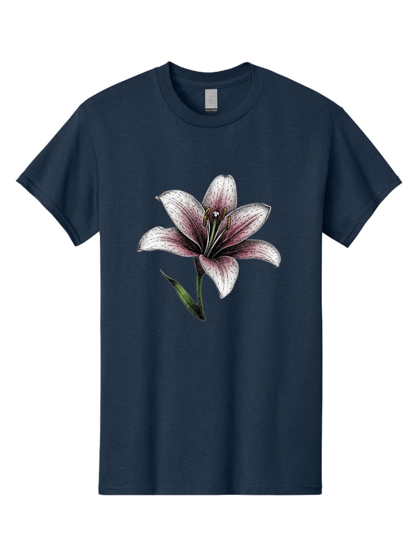 Lily-1 Men'S Graphic Tee, 100% Cotton, Comfortable Casual Summer Wear, Machine Washable, Lily Flower, Elegant Bloom, White And Purple Petals, Botanical Illustration, Delicate Stamens, Floral Beauty, Vintage Art, Flower Drawing Baa921