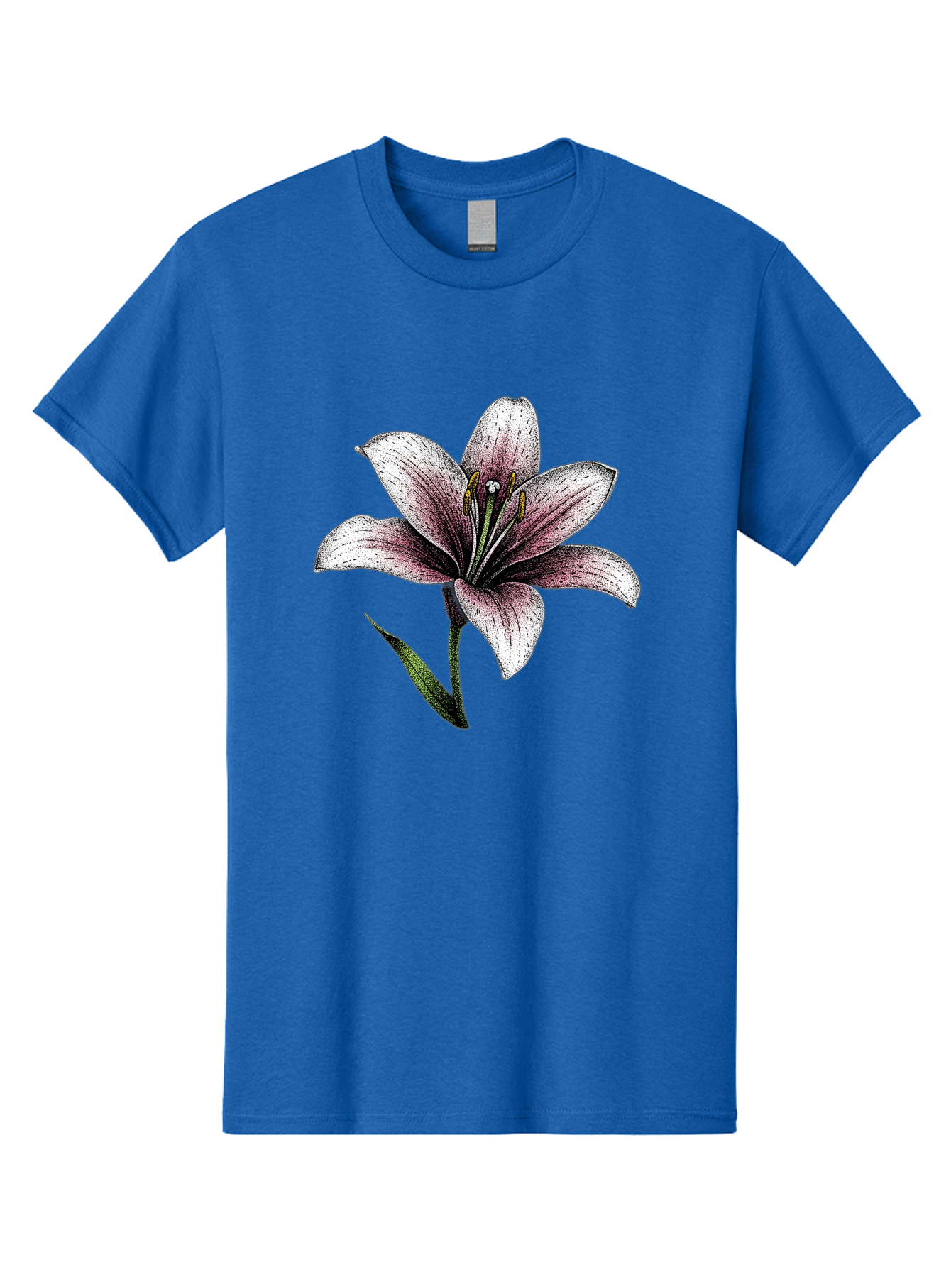 Lily-1 Men'S Graphic Tee, 100% Cotton, Comfortable Casual Summer Wear, Machine Washable, Lily Flower, Elegant Bloom, White And Purple Petals, Botanical Illustration, Delicate Stamens, Floral Beauty, Vintage Art, Flower Drawing Baa921