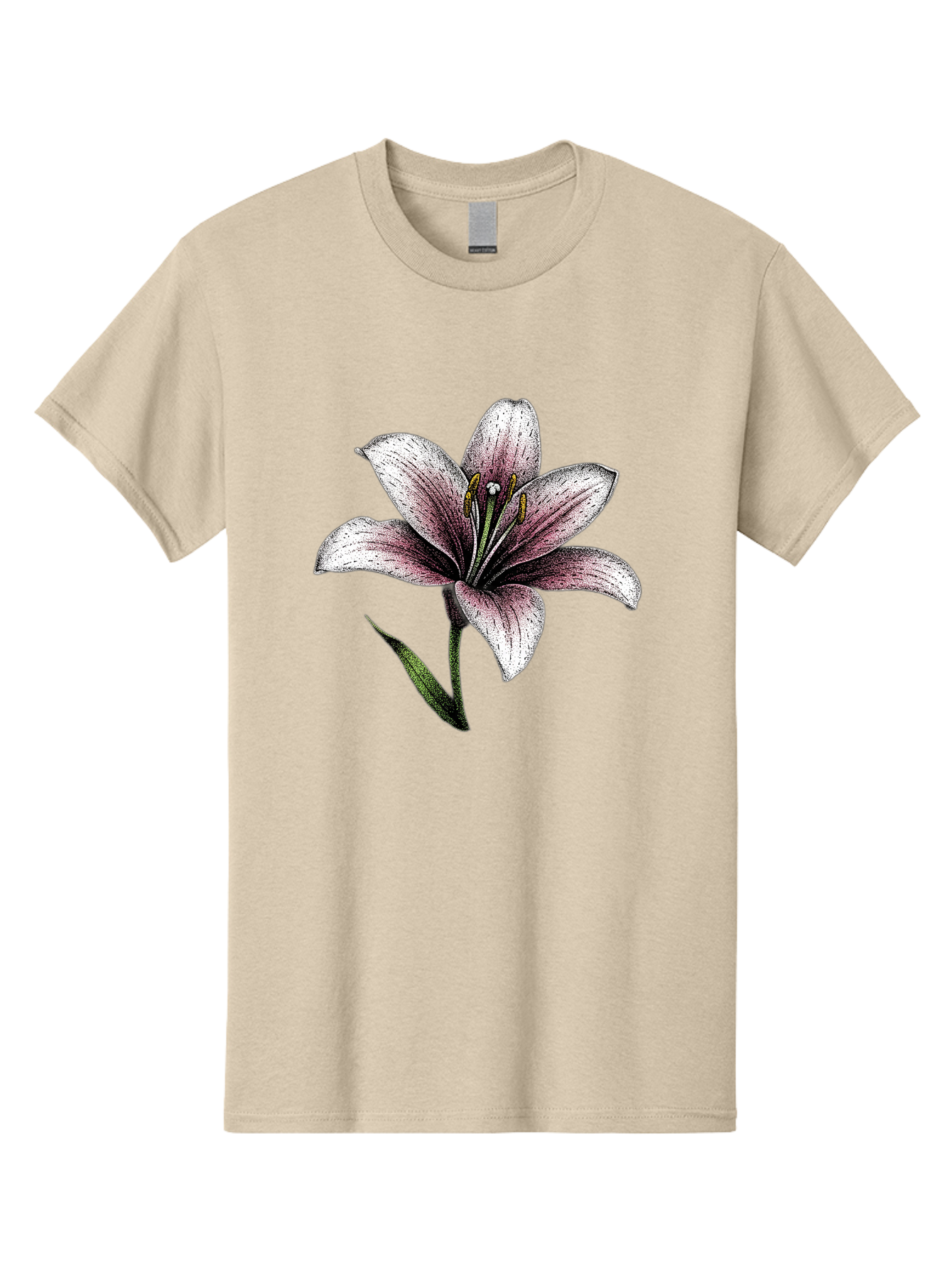 Lily-1 Men'S Graphic Tee, 100% Cotton, Comfortable Casual Summer Wear, Machine Washable, Lily Flower, Elegant Bloom, White And Purple Petals, Botanical Illustration, Delicate Stamens, Floral Beauty, Vintage Art, Flower Drawing Baa921