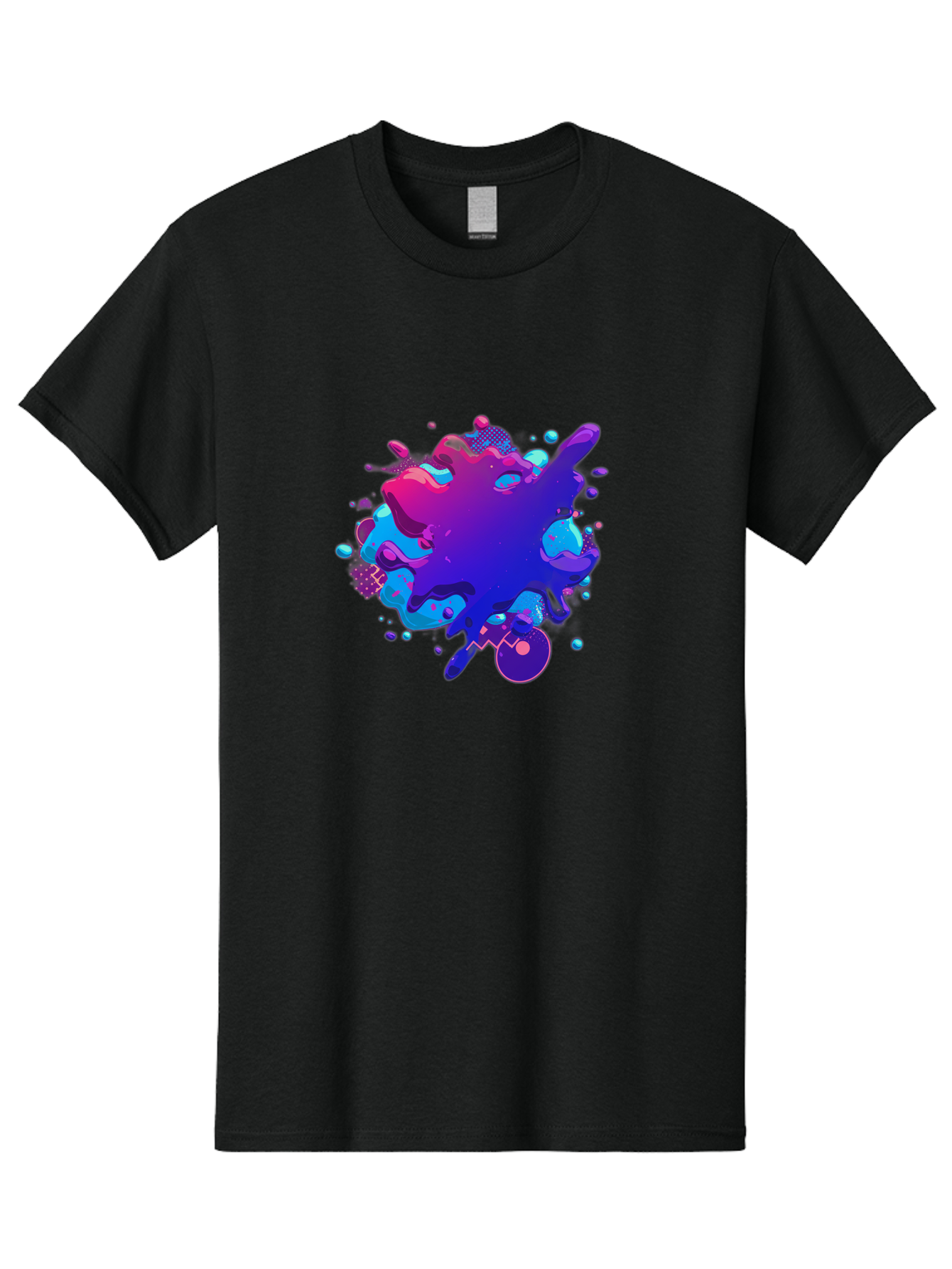 Liquid-Splash Men'S Graphic Tee, 100% Cotton, Comfortable Casual Summer Wear, Machine Washable, Purple Paint Splash, Vibrant Colors, Abstract Design, Fluid Art, Dynamic Shapes, Creative Expression, Colorful Splatter, Artistic Splash Baa923