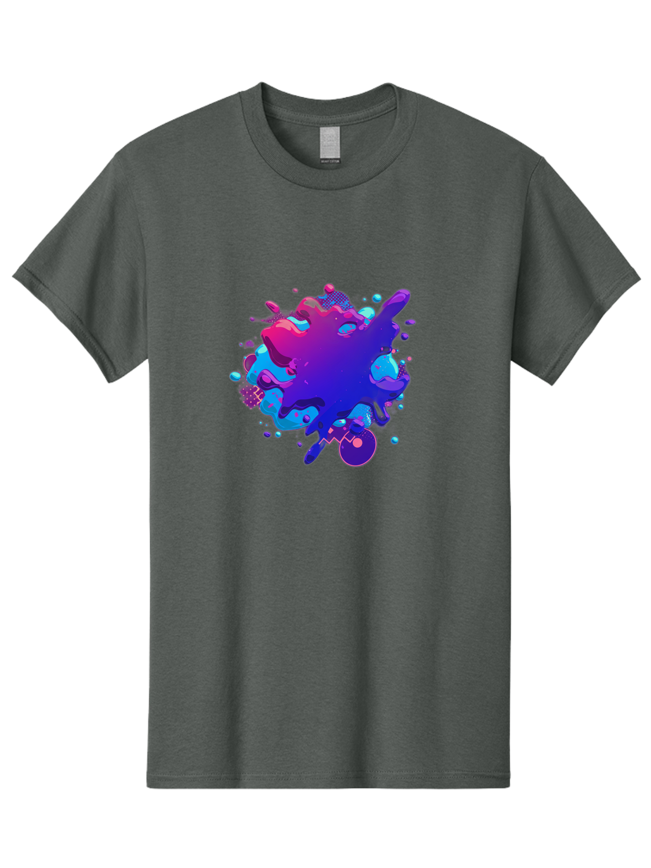 Liquid-Splash Men'S Graphic Tee, 100% Cotton, Comfortable Casual Summer Wear, Machine Washable, Purple Paint Splash, Vibrant Colors, Abstract Design, Fluid Art, Dynamic Shapes, Creative Expression, Colorful Splatter, Artistic Splash Baa923