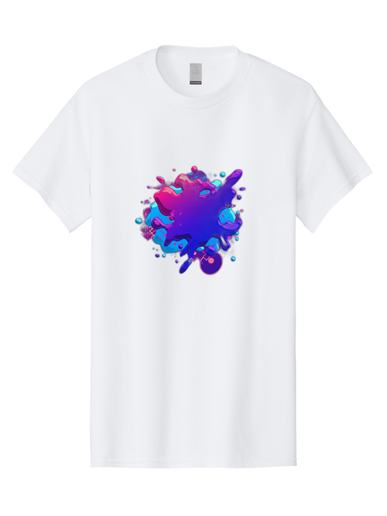 Liquid-Splash Men'S Graphic Tee, 100% Cotton, Comfortable Casual Summer Wear, Machine Washable, Purple Paint Splash, Vibrant Colors, Abstract Design, Fluid Art, Dynamic Shapes, Creative Expression, Colorful Splatter, Artistic Splash Baa923