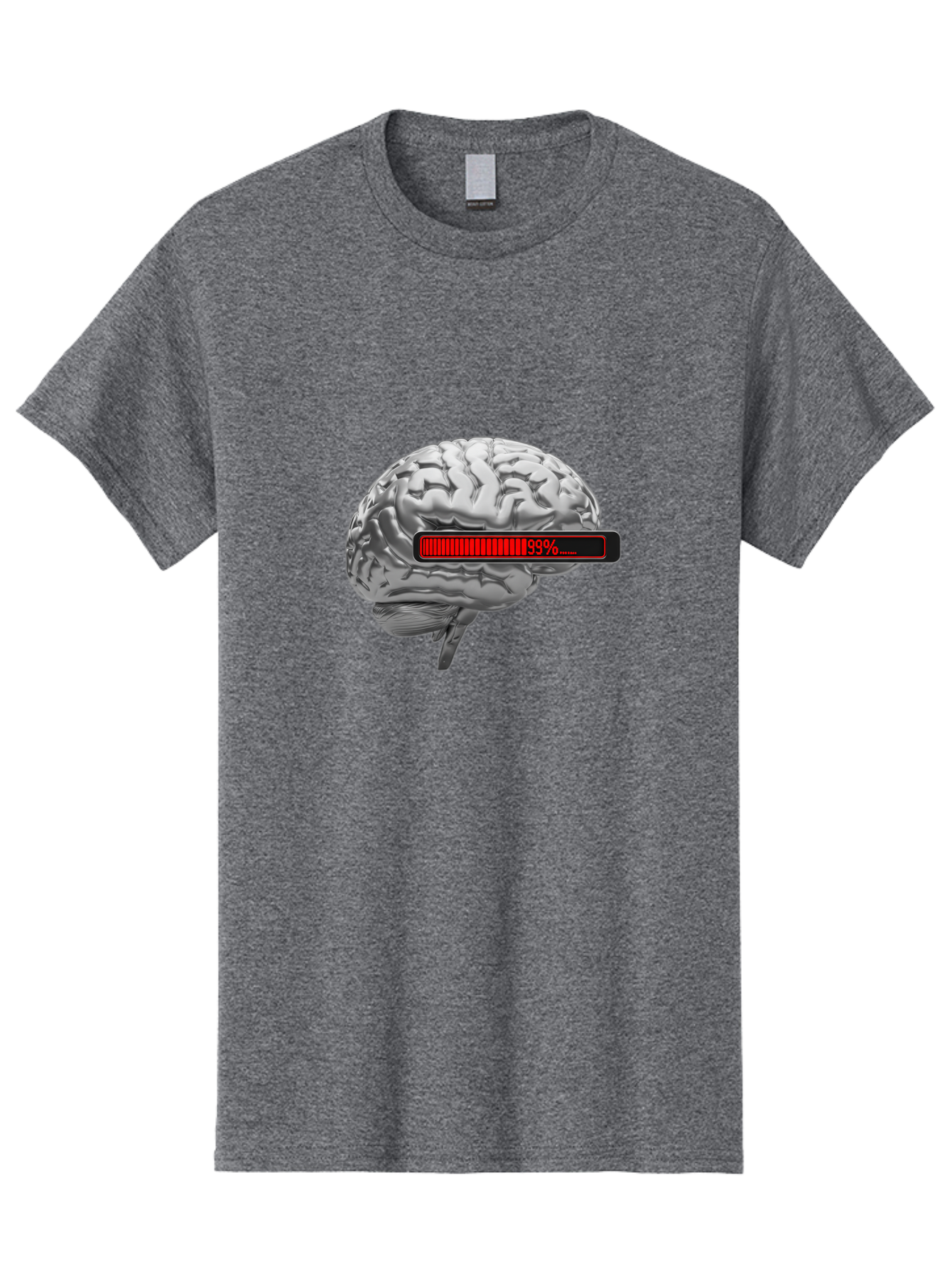 Loading-Brain-1 Men'S Graphic Tee, 100% Cotton, Comfortable Casual Summer Wear, Machine Washable, Human Brain, Loading Bar, Progress Indicator, 99% Complete, Grey Brain, Futuristic Concept, Technology Integration, Cognitive Processing, Baa924