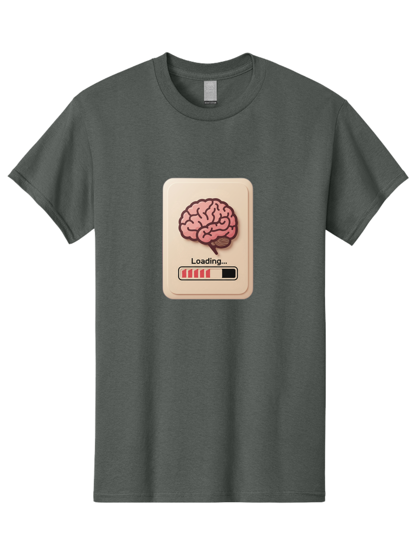 Loading-Brain Men'S Graphic Tee, 100% Cotton, Comfortable Casual Summer Wear, Machine Washable, Brain Loading Animation, Progress Bar, Cognitive Development, Mental Processing, Brain Function, Knowledge Acquisition Baa925