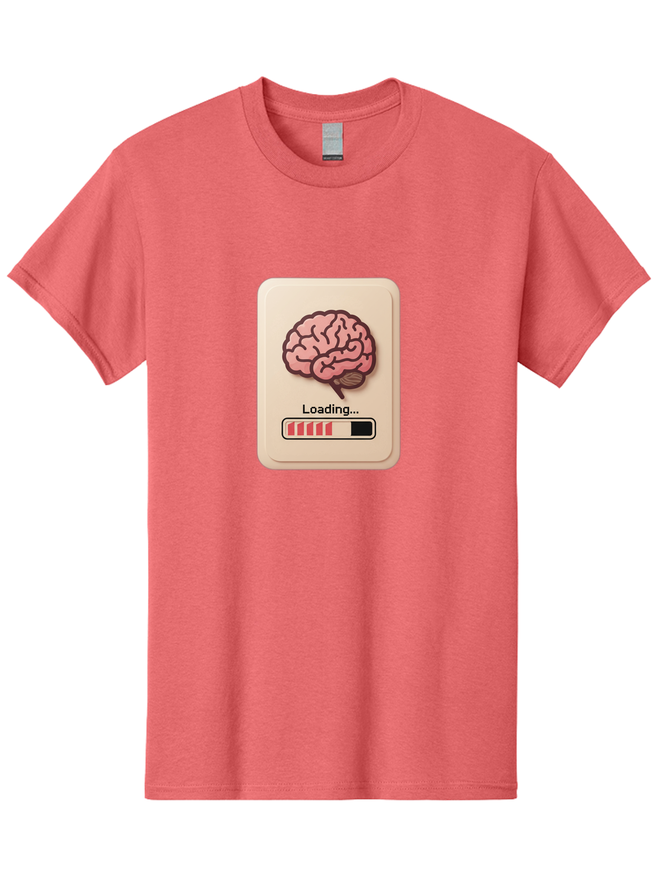 Loading-Brain Men'S Graphic Tee, 100% Cotton, Comfortable Casual Summer Wear, Machine Washable, Brain Loading Animation, Progress Bar, Cognitive Development, Mental Processing, Brain Function, Knowledge Acquisition Baa925