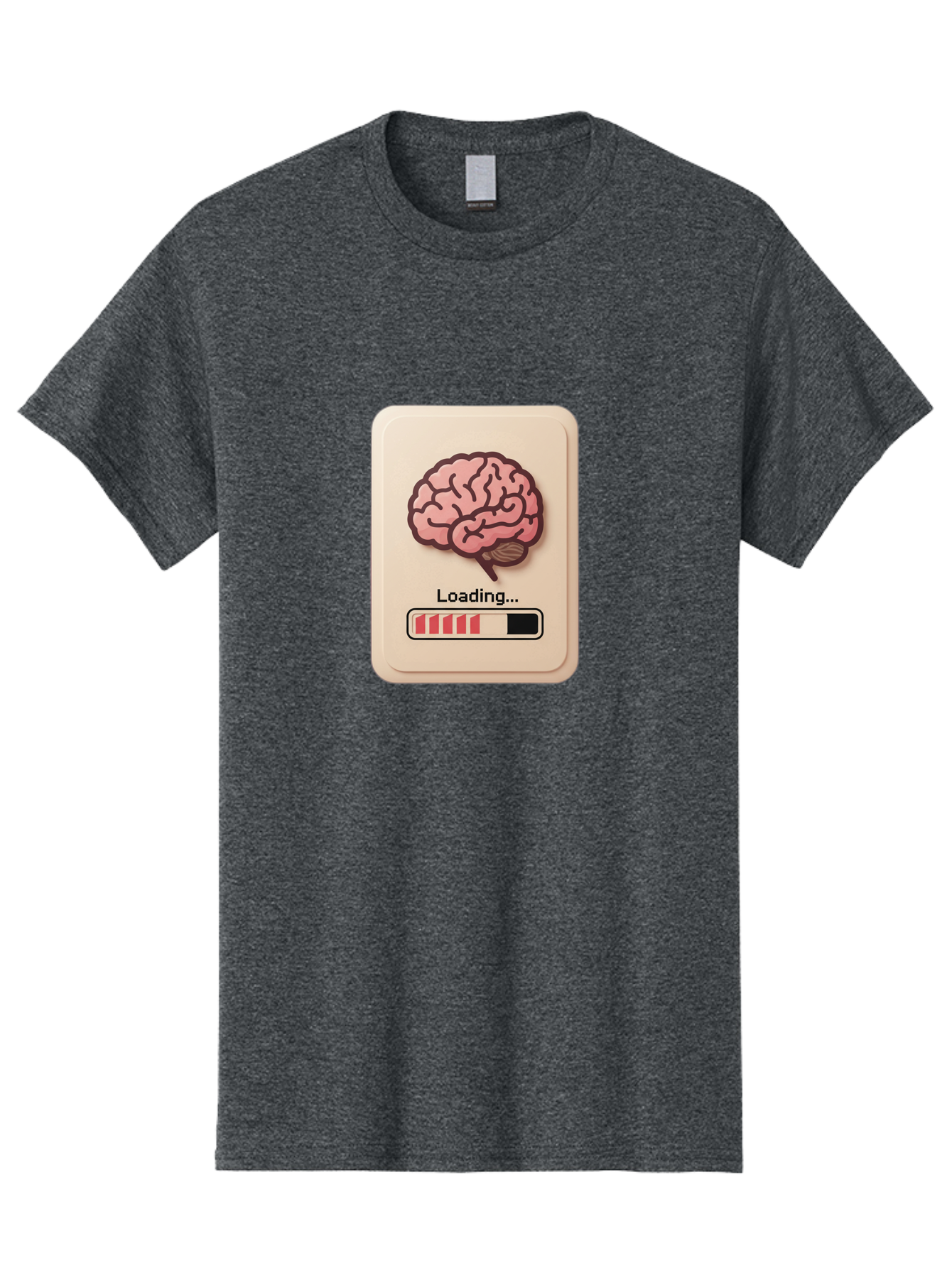 Loading-Brain Men'S Graphic Tee, 100% Cotton, Comfortable Casual Summer Wear, Machine Washable, Brain Loading Animation, Progress Bar, Cognitive Development, Mental Processing, Brain Function, Knowledge Acquisition Baa925