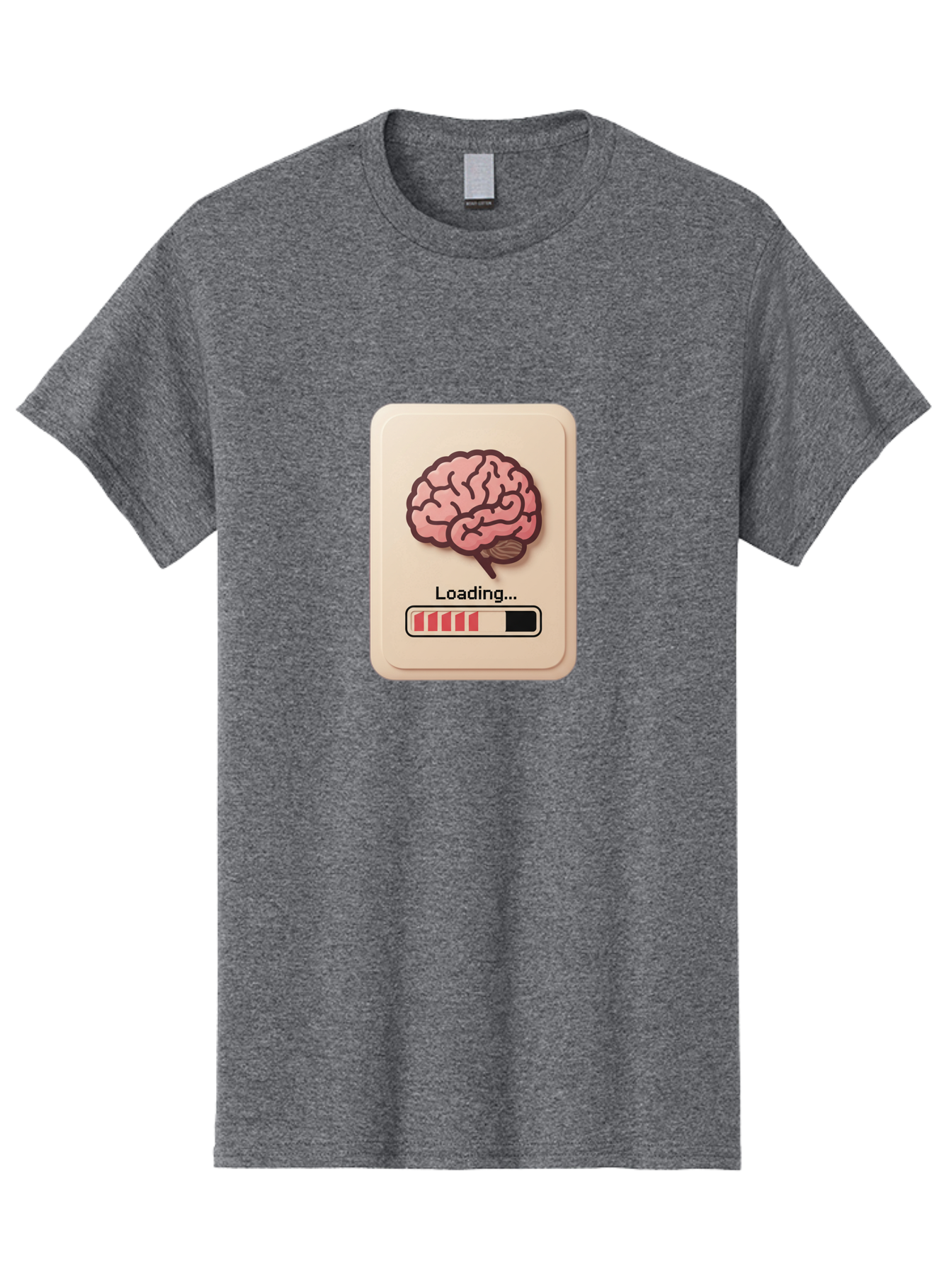 Loading-Brain Men'S Graphic Tee, 100% Cotton, Comfortable Casual Summer Wear, Machine Washable, Brain Loading Animation, Progress Bar, Cognitive Development, Mental Processing, Brain Function, Knowledge Acquisition Baa925