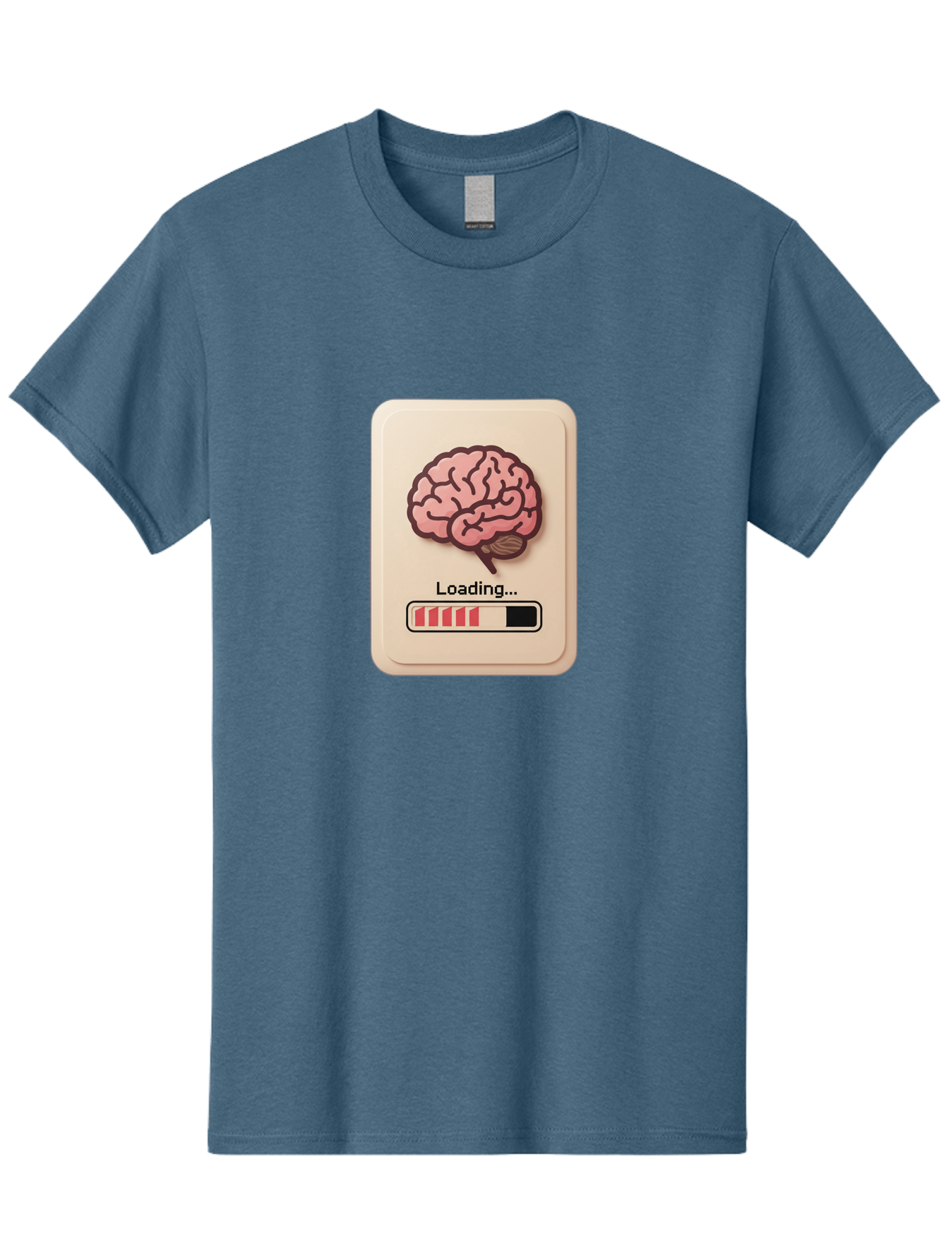 Loading-Brain Men'S Graphic Tee, 100% Cotton, Comfortable Casual Summer Wear, Machine Washable, Brain Loading Animation, Progress Bar, Cognitive Development, Mental Processing, Brain Function, Knowledge Acquisition Baa925
