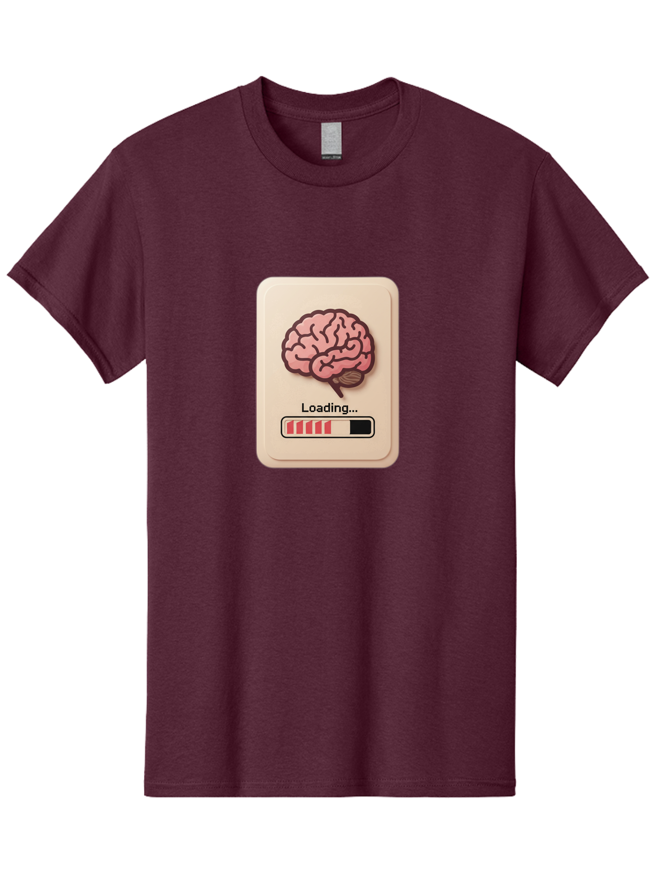 Loading-Brain Men'S Graphic Tee, 100% Cotton, Comfortable Casual Summer Wear, Machine Washable, Brain Loading Animation, Progress Bar, Cognitive Development, Mental Processing, Brain Function, Knowledge Acquisition Baa925