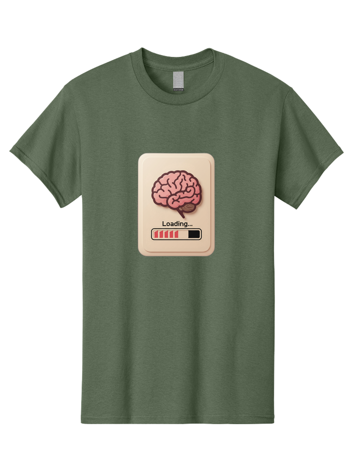 Loading-Brain Men'S Graphic Tee, 100% Cotton, Comfortable Casual Summer Wear, Machine Washable, Brain Loading Animation, Progress Bar, Cognitive Development, Mental Processing, Brain Function, Knowledge Acquisition Baa925