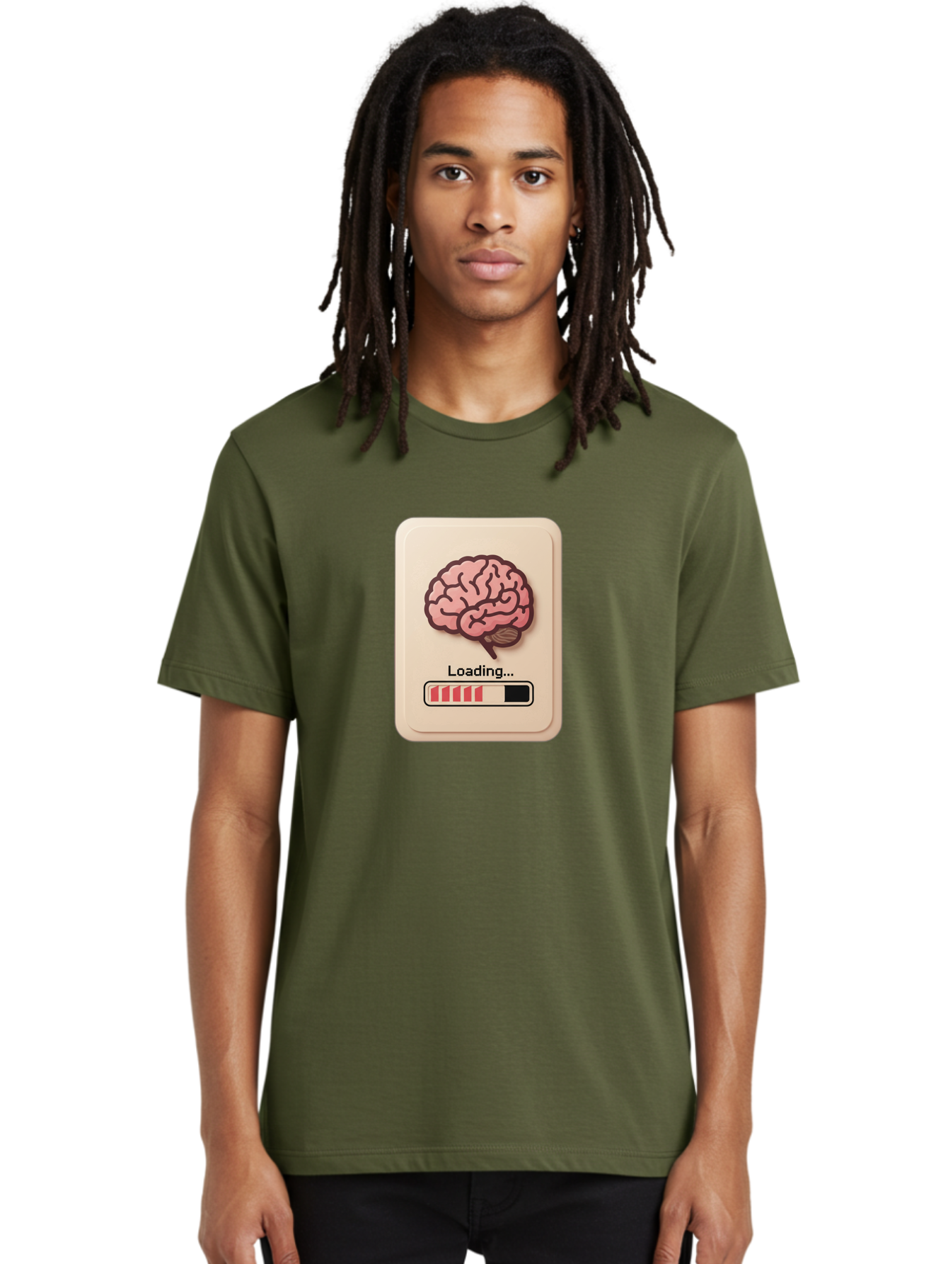 Loading-Brain Men'S Graphic Tee, 100% Cotton, Comfortable Casual Summer Wear, Machine Washable, Brain Loading Animation, Progress Bar, Cognitive Development, Mental Processing, Brain Function, Knowledge Acquisition Baa925