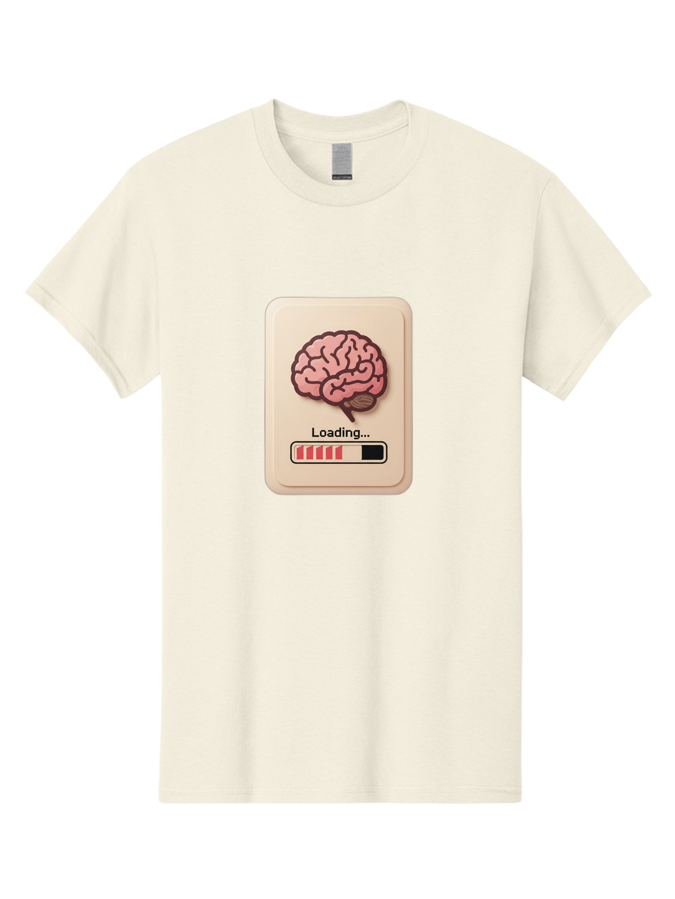 Loading-Brain Men'S Graphic Tee, 100% Cotton, Comfortable Casual Summer Wear, Machine Washable, Brain Loading Animation, Progress Bar, Cognitive Development, Mental Processing, Brain Function, Knowledge Acquisition Baa925