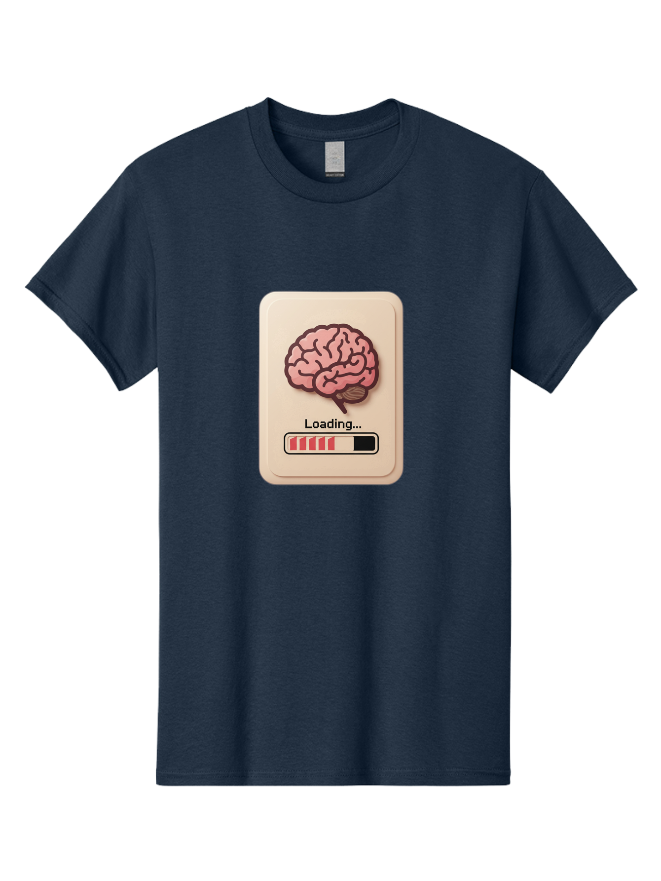Loading-Brain Men'S Graphic Tee, 100% Cotton, Comfortable Casual Summer Wear, Machine Washable, Brain Loading Animation, Progress Bar, Cognitive Development, Mental Processing, Brain Function, Knowledge Acquisition Baa925