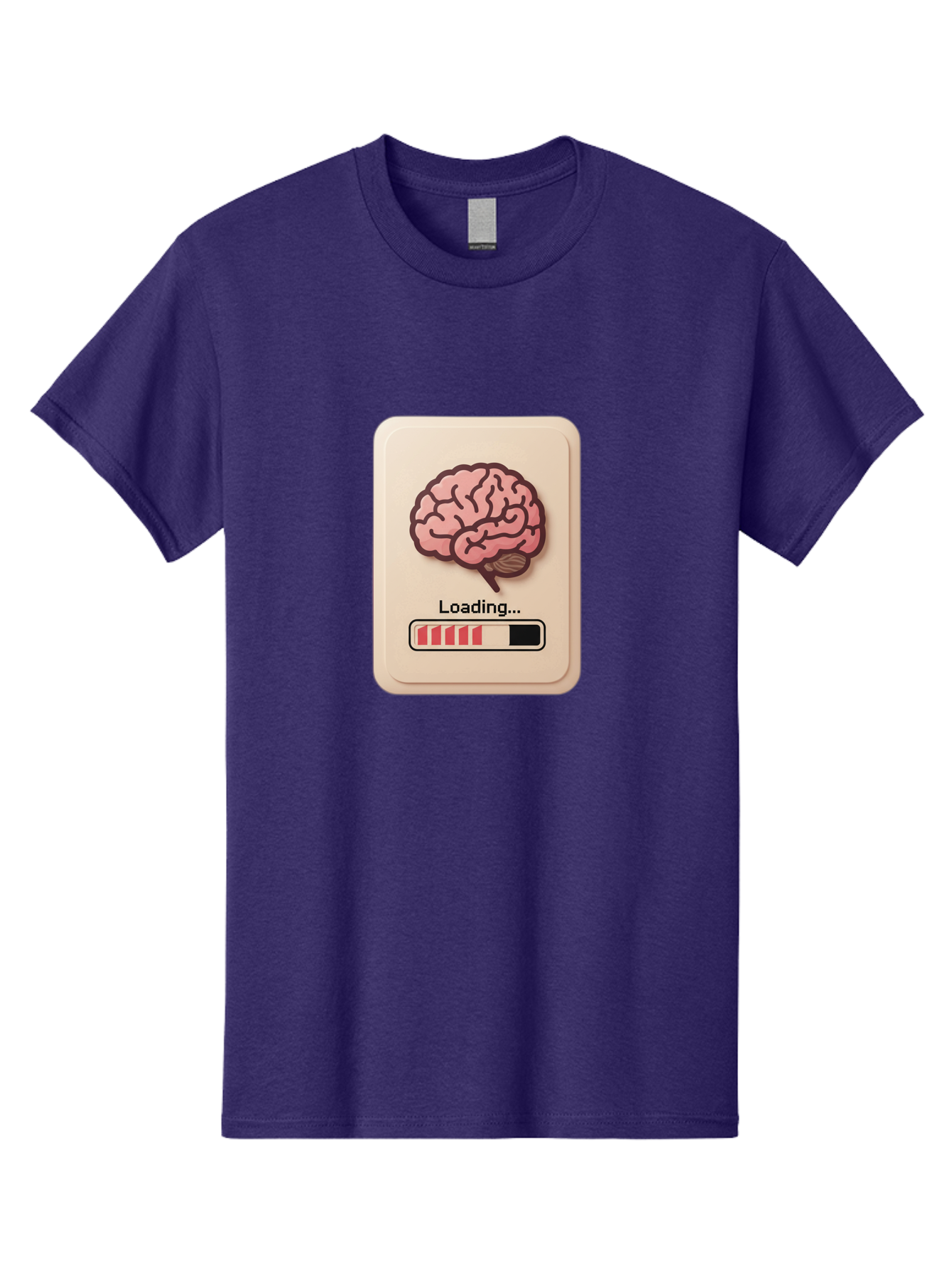 Loading-Brain Men'S Graphic Tee, 100% Cotton, Comfortable Casual Summer Wear, Machine Washable, Brain Loading Animation, Progress Bar, Cognitive Development, Mental Processing, Brain Function, Knowledge Acquisition Baa925