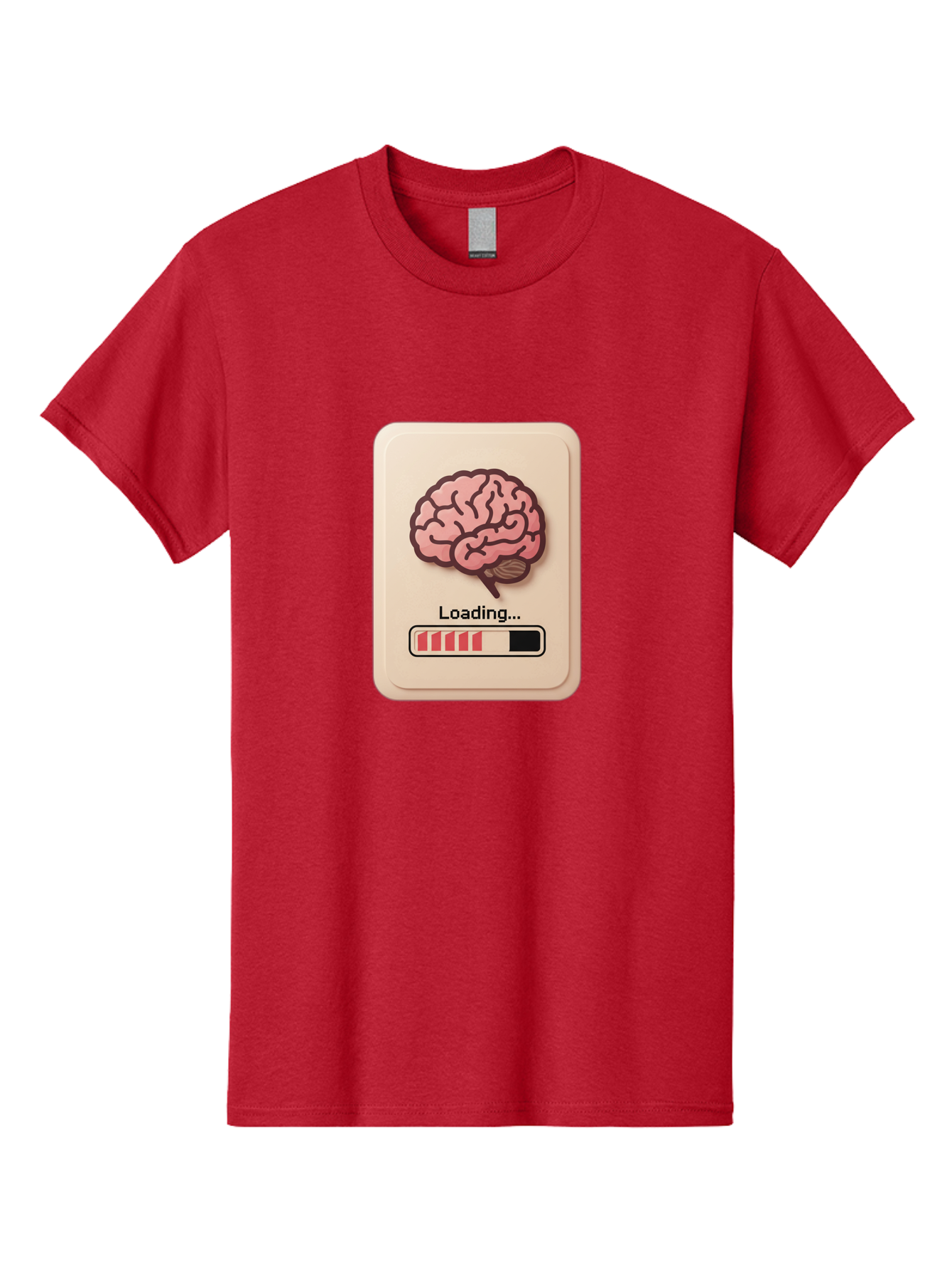 Loading-Brain Men'S Graphic Tee, 100% Cotton, Comfortable Casual Summer Wear, Machine Washable, Brain Loading Animation, Progress Bar, Cognitive Development, Mental Processing, Brain Function, Knowledge Acquisition Baa925