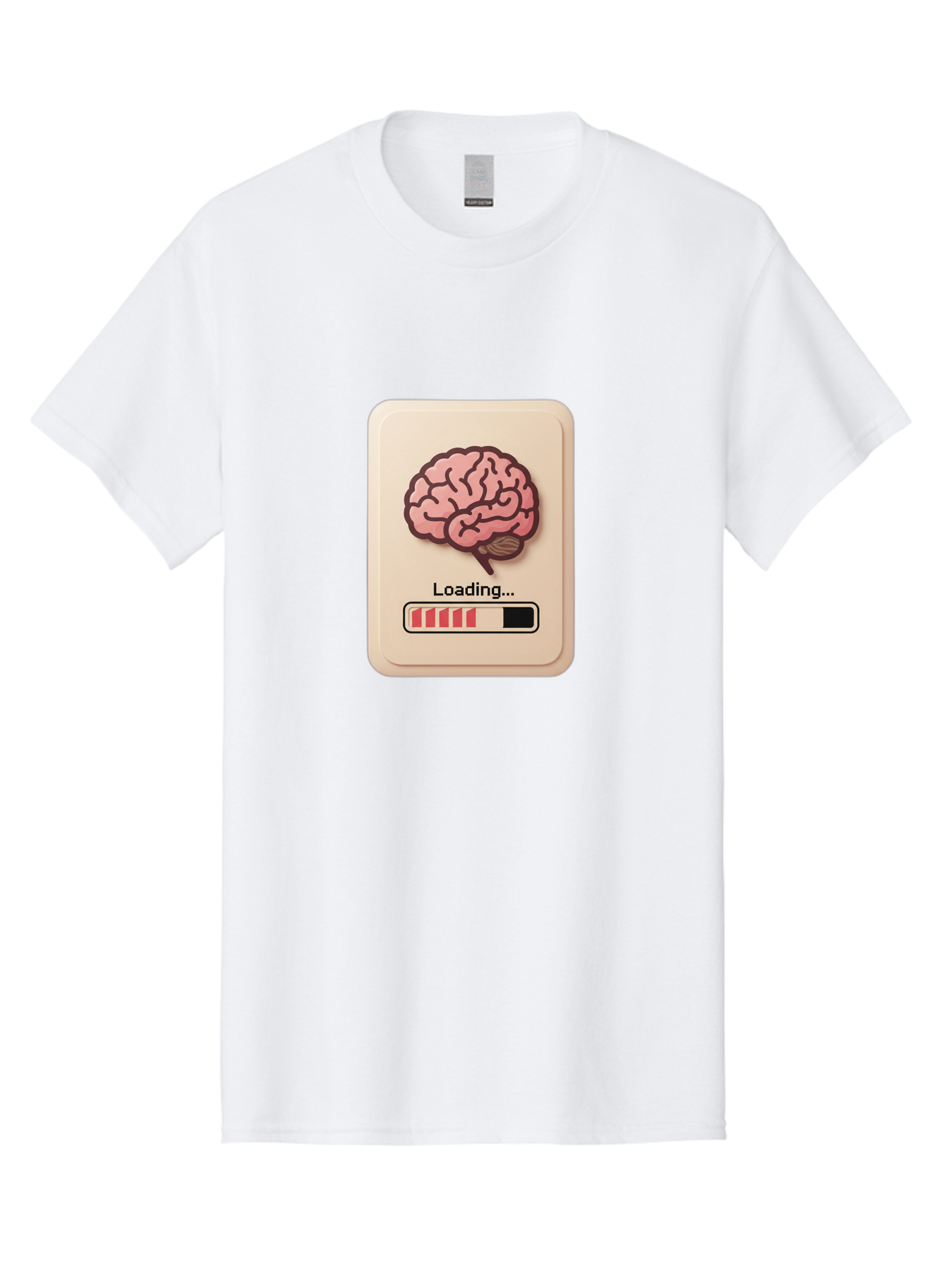 Loading-Brain Men'S Graphic Tee, 100% Cotton, Comfortable Casual Summer Wear, Machine Washable, Brain Loading Animation, Progress Bar, Cognitive Development, Mental Processing, Brain Function, Knowledge Acquisition Baa925